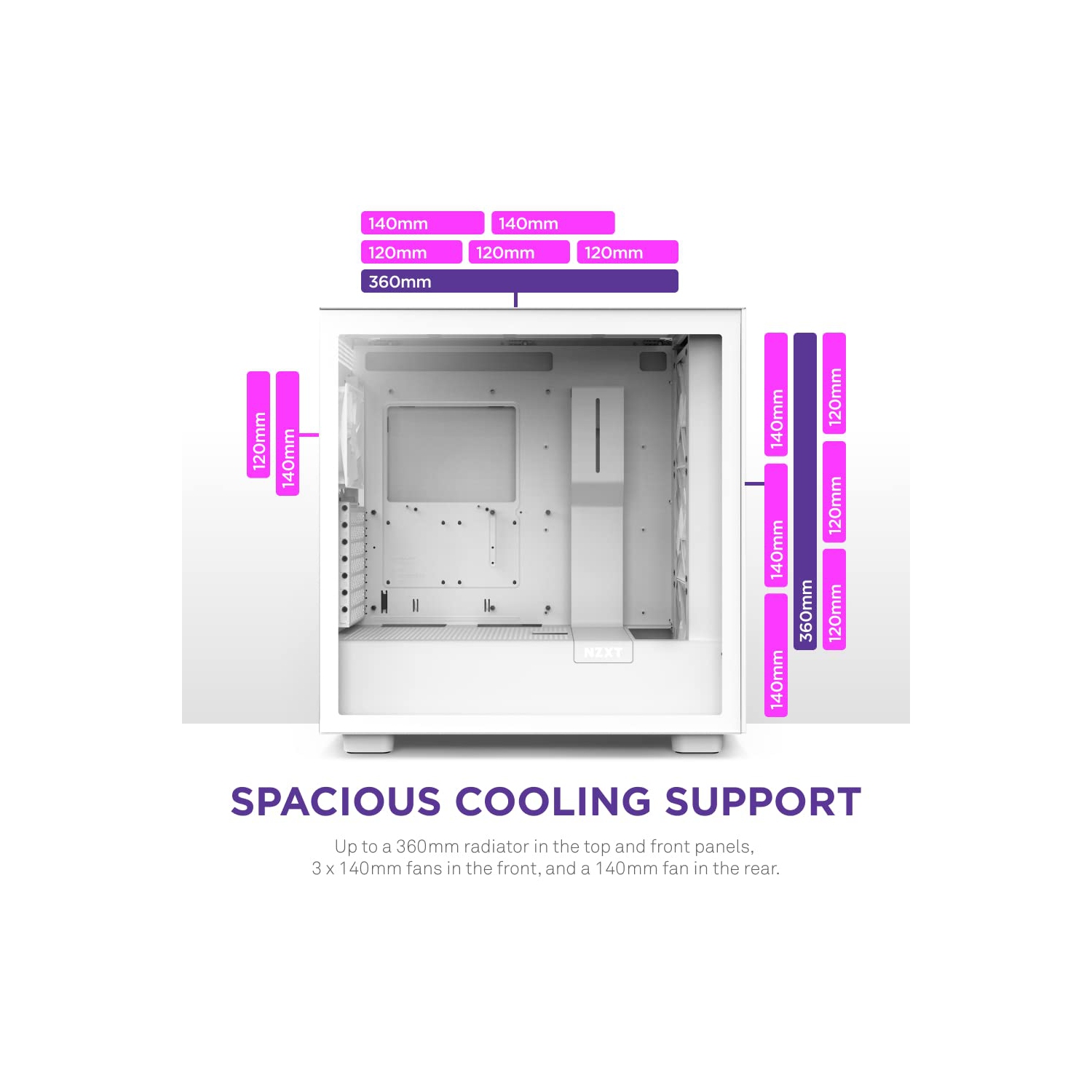 NZXT H7 Flow RGB CM-H71FW-R1 - Compact ATX Mid-Tower PC Gaming Case – High Airflow Perforated Front Panel