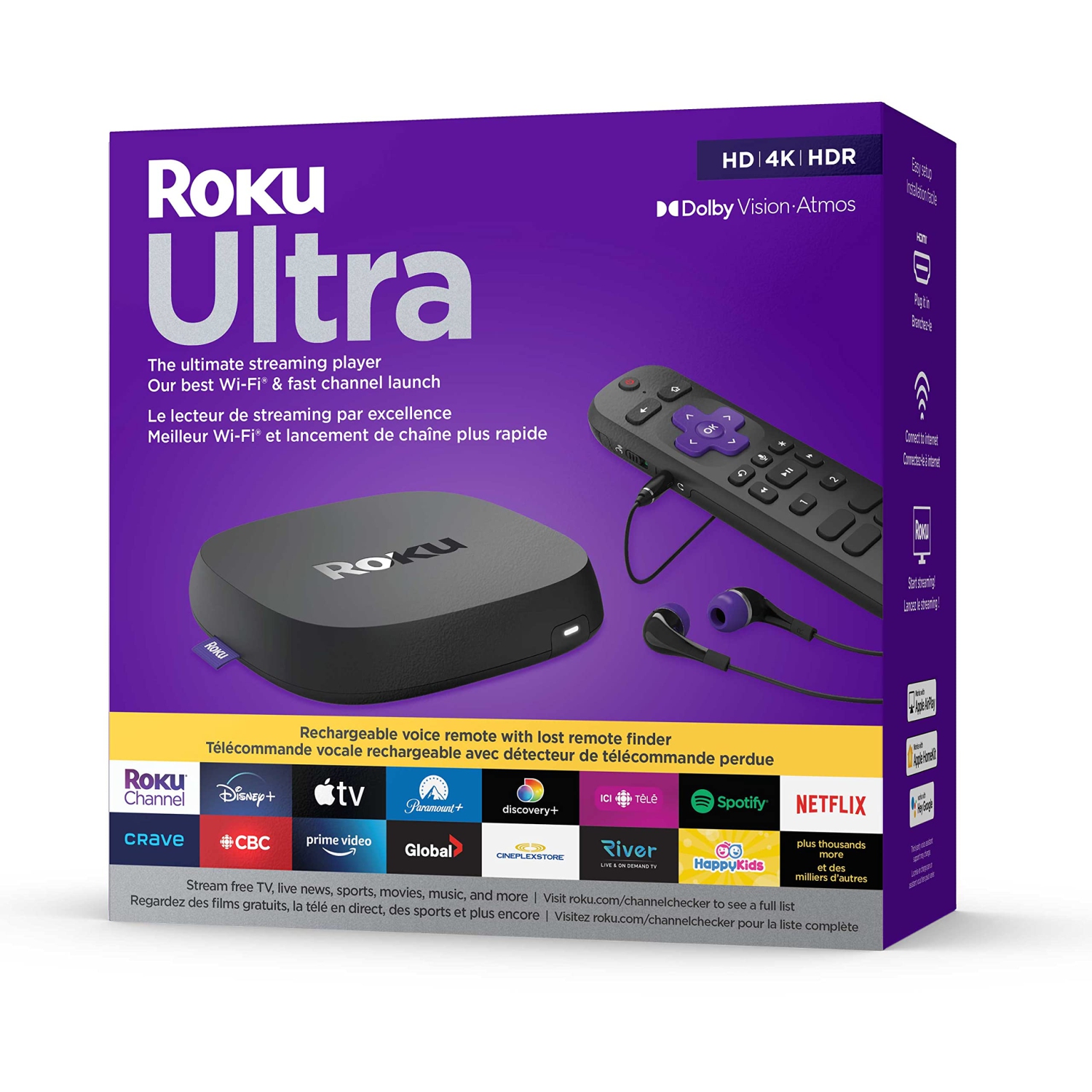 Roku Ultra 2022 (Official Roku Product) 4K/HDR/Dolby Vision Streaming Device and Roku Voice Remote Pro