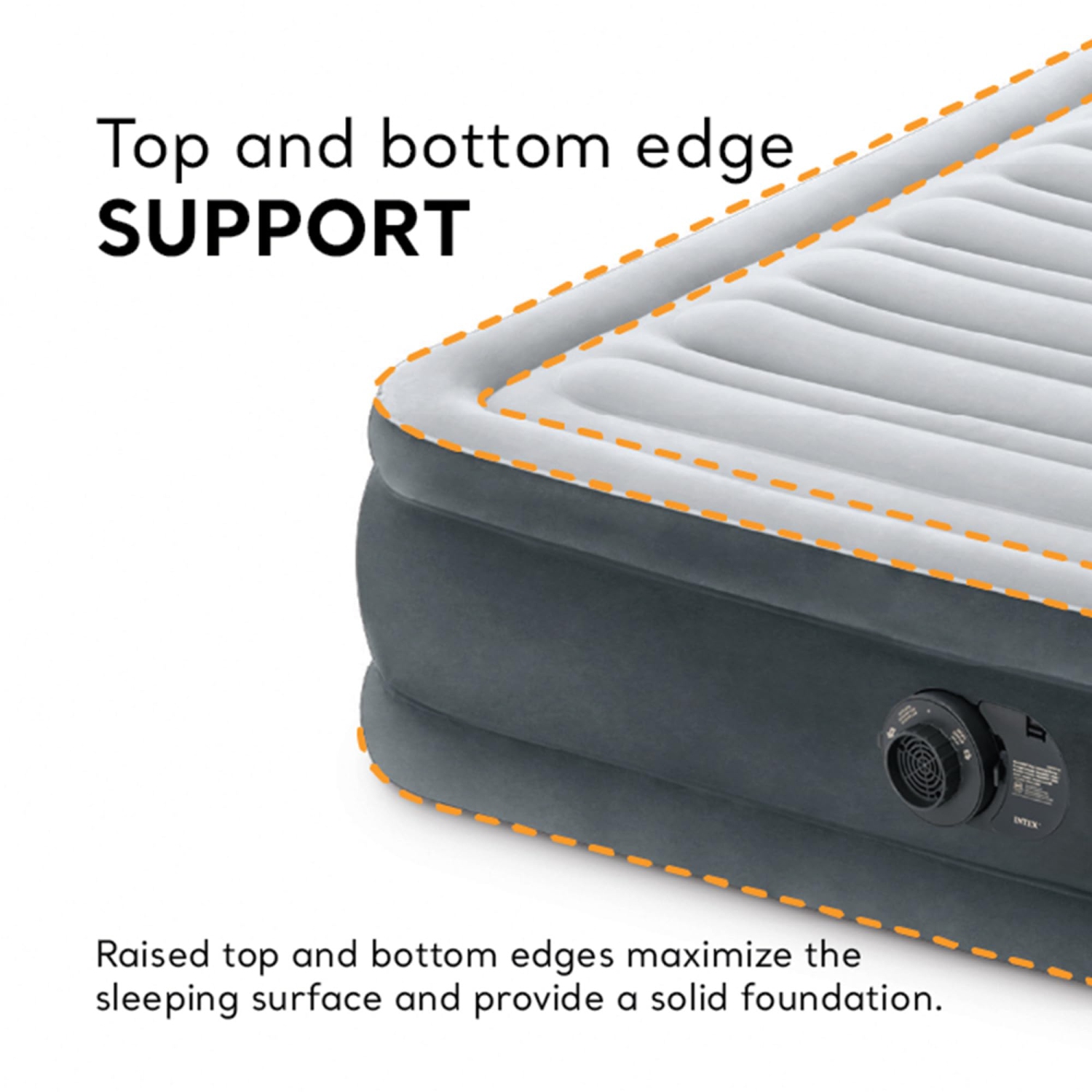 INTEX 67767ED Dura-Beam Deluxe Comfort Plush Air Mattress: Full Size – Built-In Electric Pump – 13in Bed Height