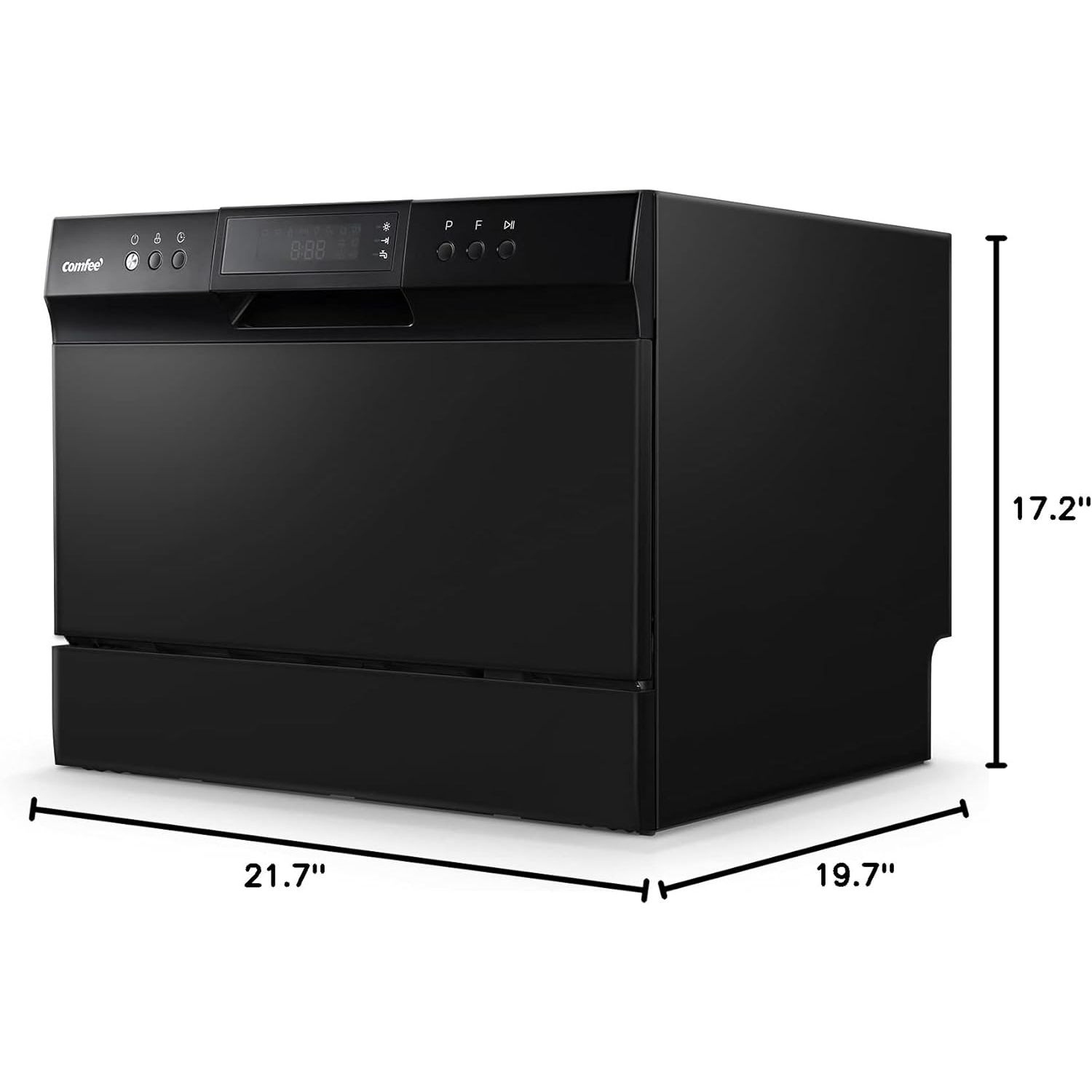 COMFEE’ Countertop, Energy Star Portable, 6 Place Settings, Mini with 8 Washing Programs, Speed, Baby-Care, ECO& Glass, for Dorm, RV& Apartment, Black