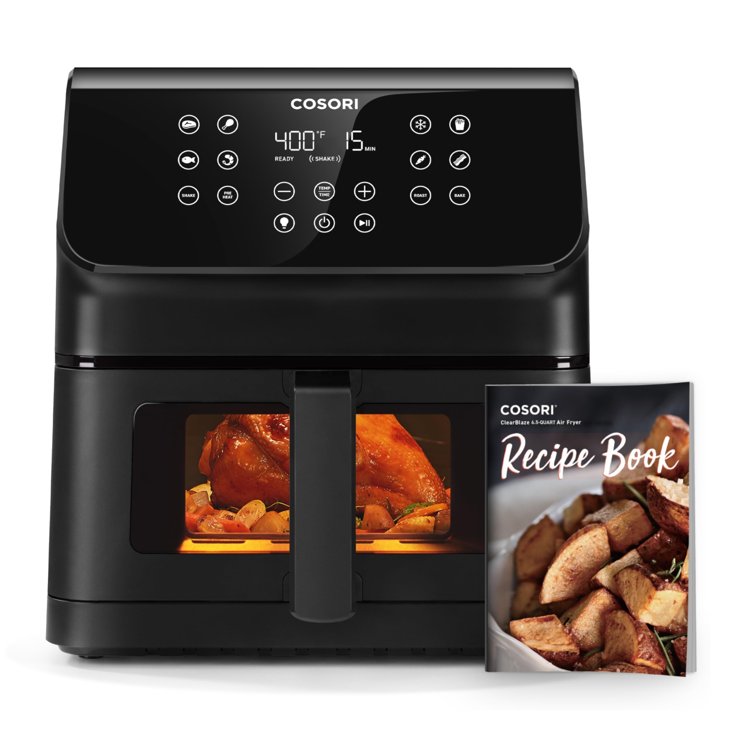 COSORI Clear Blaze Air Fryer, 6.5 Quart Large Compact Airfryer with Visible Window, 12 One-Touch Savable Custom Functi..