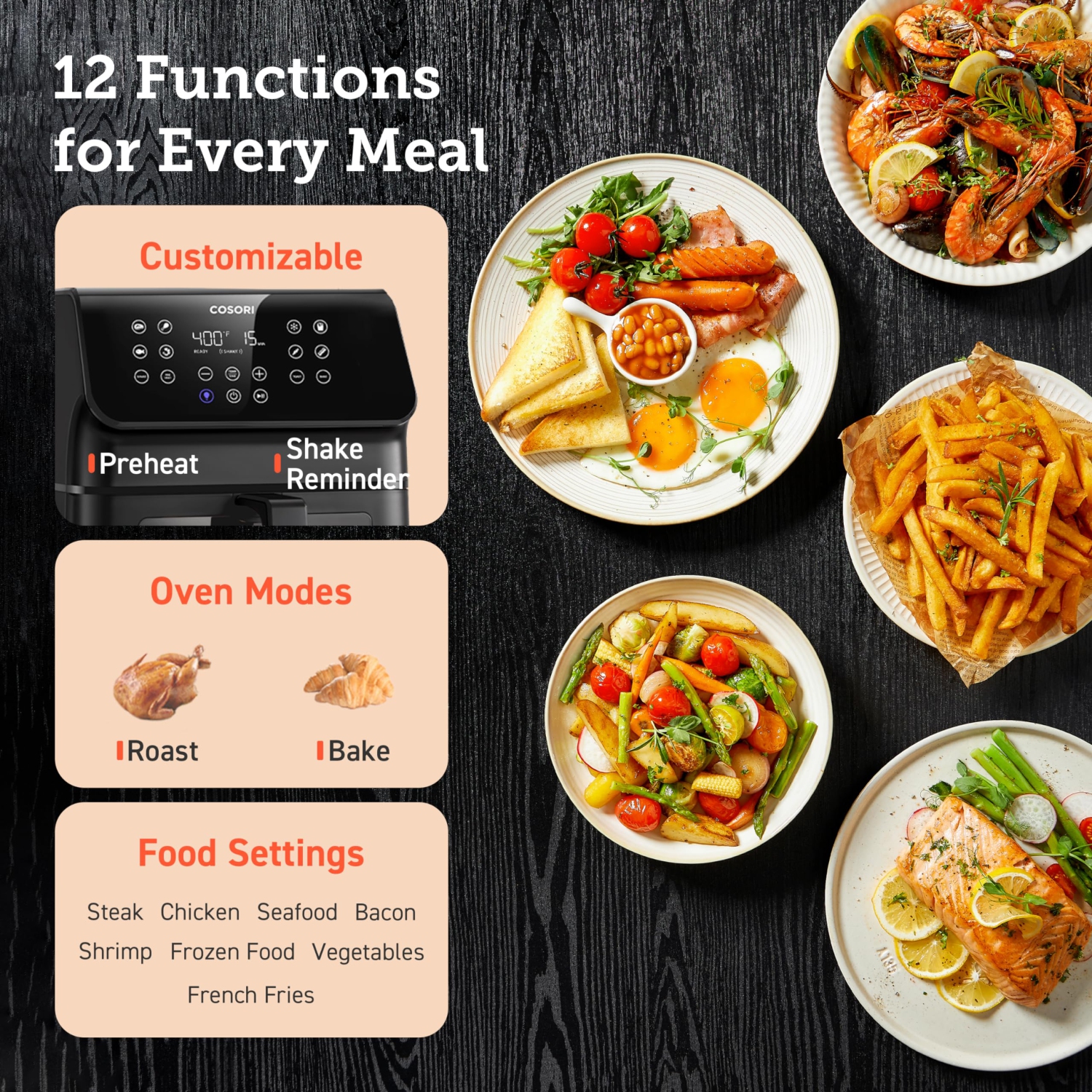 COSORI Clear Blaze Air Fryer, 6.5 Quart Large Compact Airfryer with Visible Window, 12 One-Touch Savable Custom Functi..