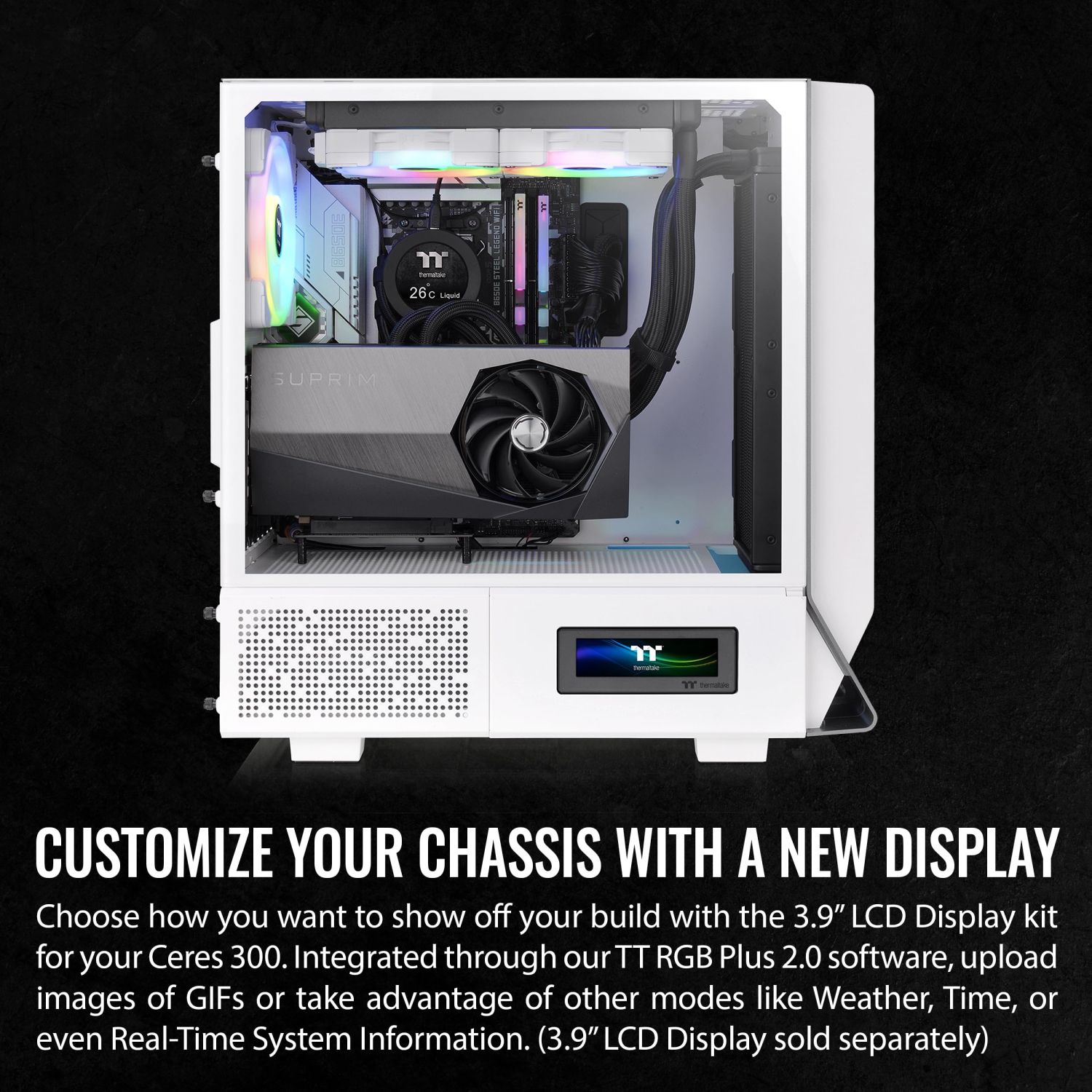 Thermaltake Ceres 300 Snow Edition Mid Tower E-ATX Computer Case with Tempered Glass Side Panel; 2xCT140 ARGB Fan Prei..