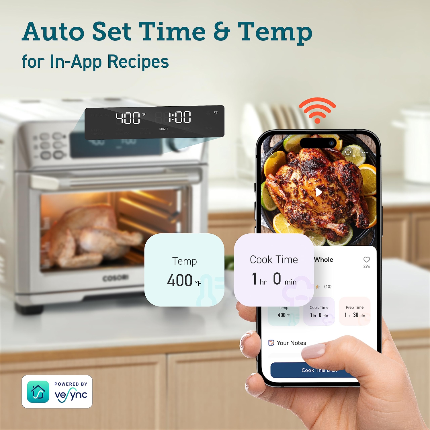 Four grille-pain et friteuse à air chaud COSORI, 12-en-1, 26QT comptoir de four à convection, acier inoxydable avec grille-pain et gril