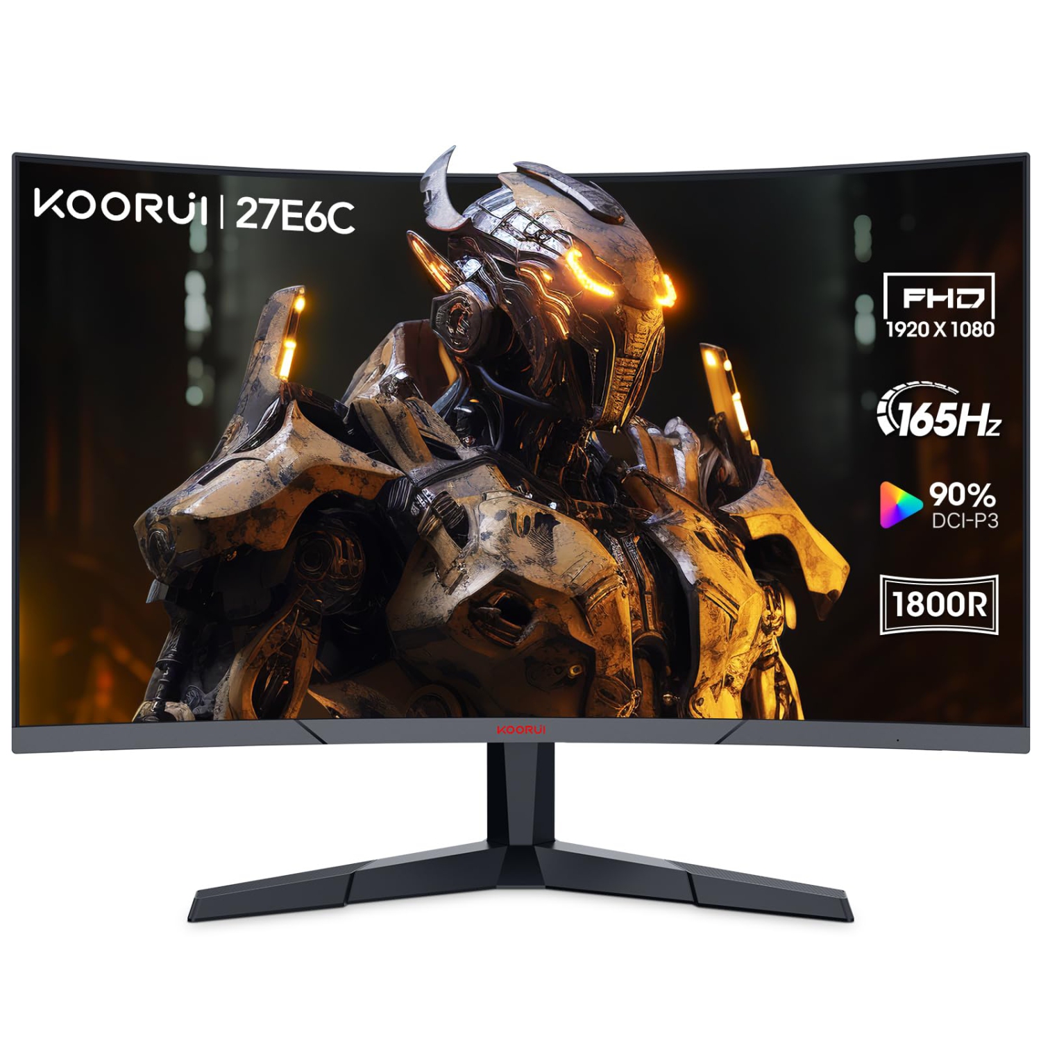 KOORUI Curved 27 Inch Gaming Monitor, Full HD 1080p R1800 165Hz VA Computer Monitor, 100% sRGB, Built-in Adaptive Sync