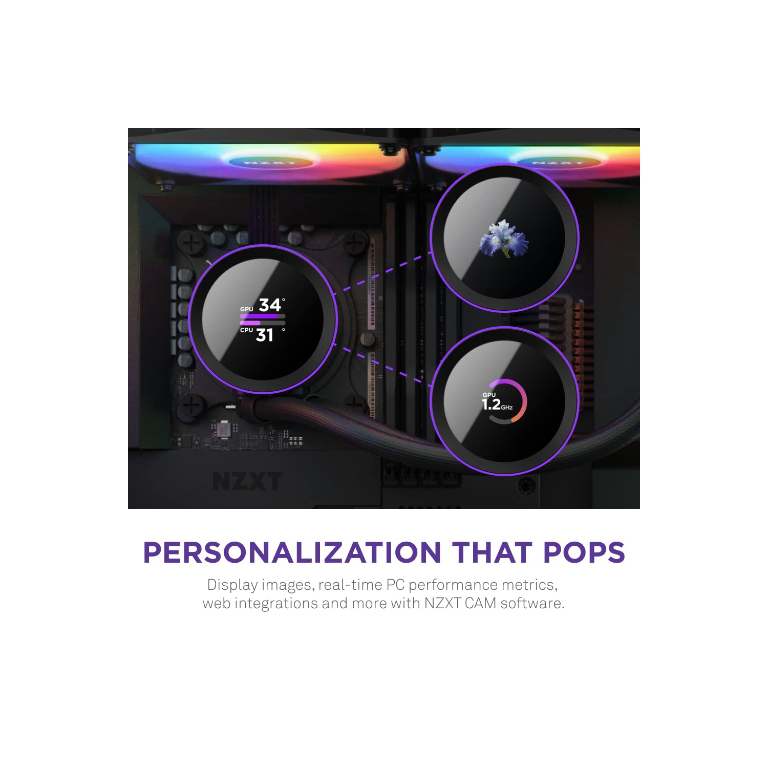 NZXT Kraken 240 RGB - 240mm AIO CPU Liquid Cooler - Customizable 1.54"" Square LCD Display for Images, Performance Met..