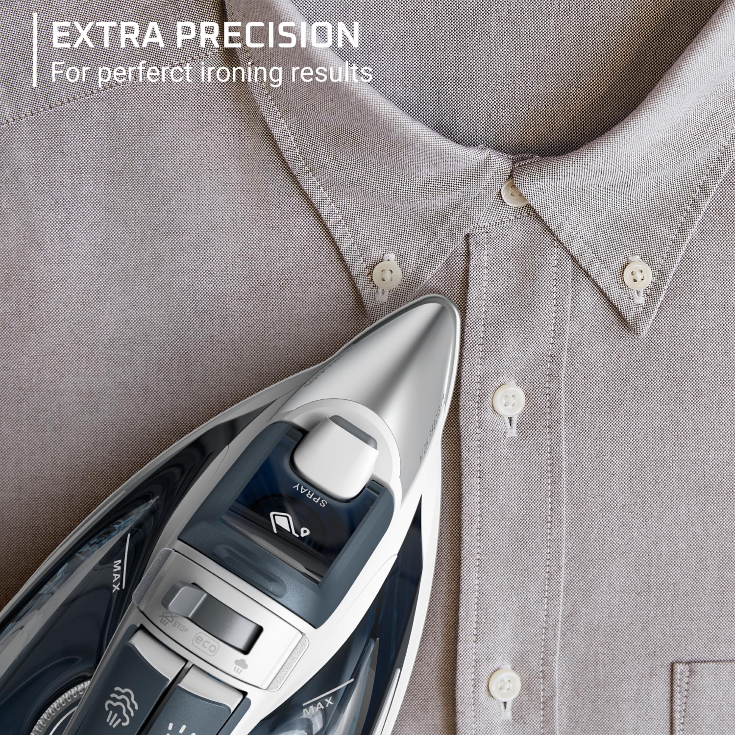 Fer à vapeur professionnel à semelle en acier inoxydable Focus DW5280 de Rowenta pour vêtements Standard, puissant jet de vapeur