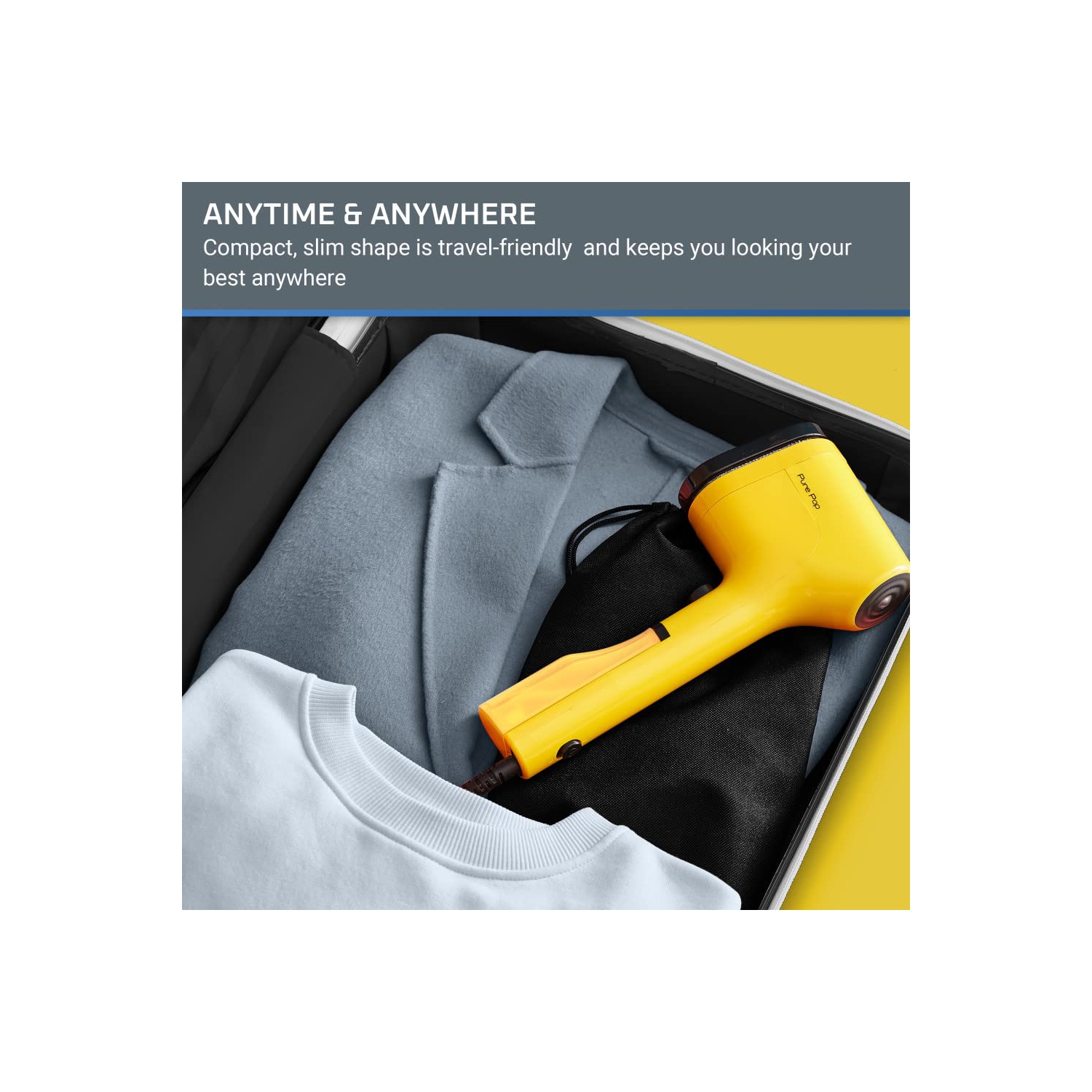 Rowenta Pure Pop DR2026, Handheld Steamer for Clothes 1.5 Pounds 15 Second Heatup, 2.3 Ounce Capacity 1150 Watts Porta..