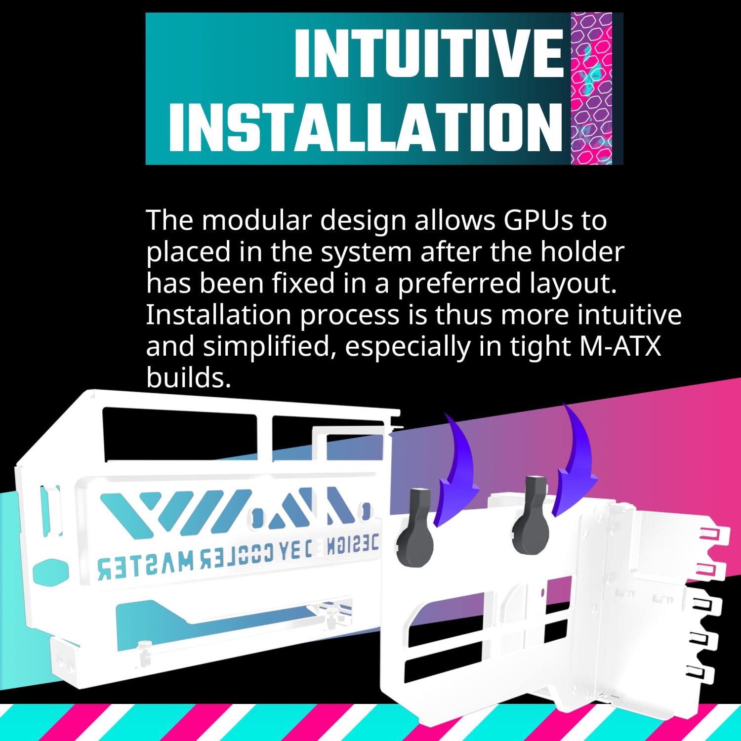 Cooler Master – Trousse de porte-cartes graphiques vertical MasterAccessory V3, blanc, avec câble élévateur de qualité supérieure PCI-E 4,0