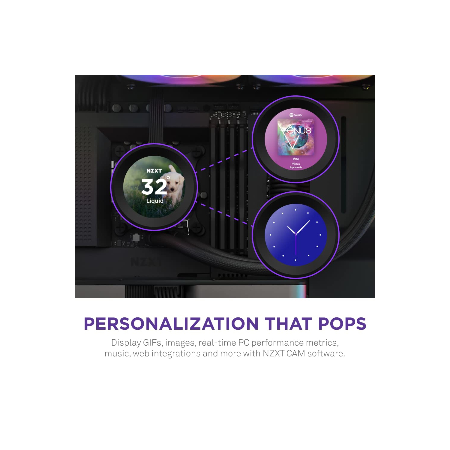 Refroidisseur liquide de processeur tout-en-un Kraken Elite RGB 360-360 mm de NZXT - écran ACL grand-angle personnalisable de 2,36 po pour les