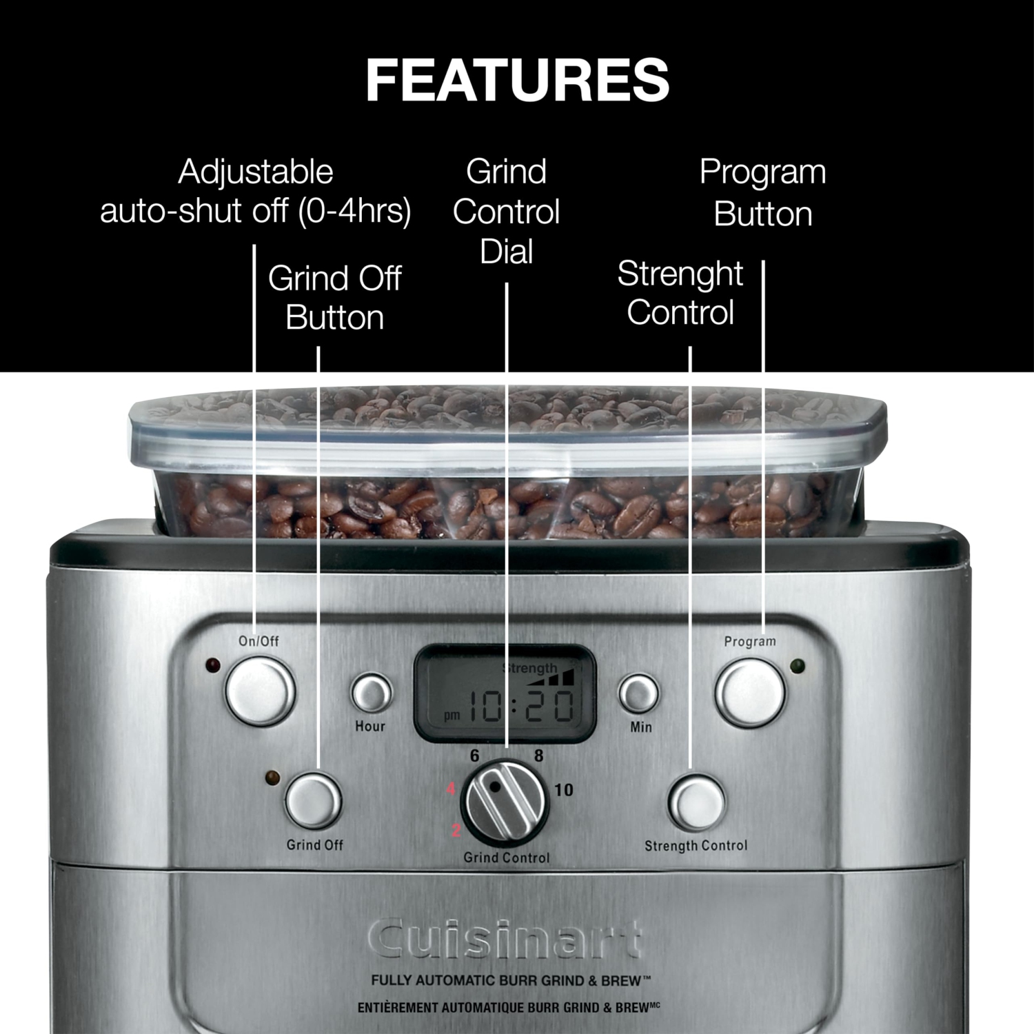 Cuisinart DGB-950BCC Burr Grind & Brew 10-Cup Automatic Coffeemaker, Thermal Carafe