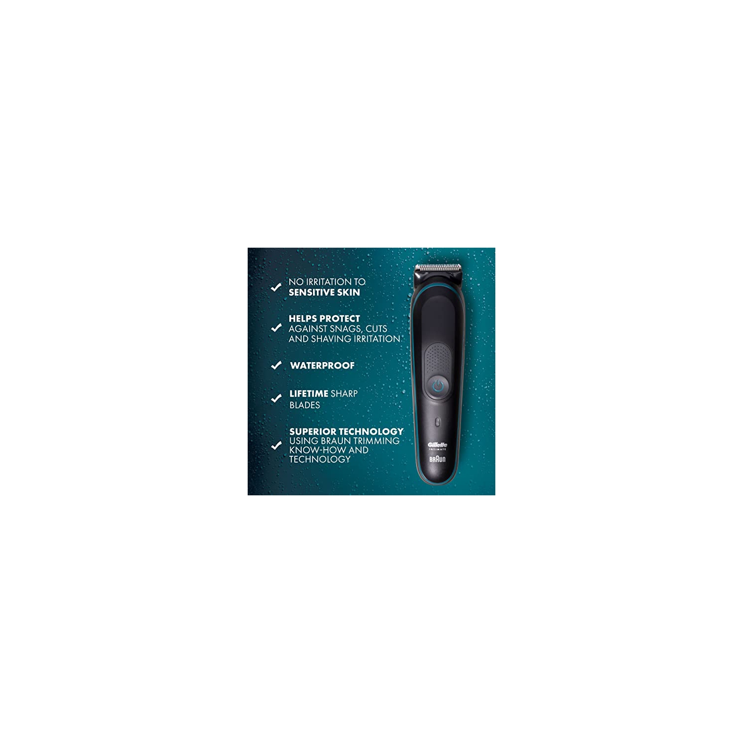 Gillette Intimate Men’s Pubic Trimmer, SkinFirst Pubic Hair Trimmer for Men, Waterproof, Cordless for Wet/Dry Use