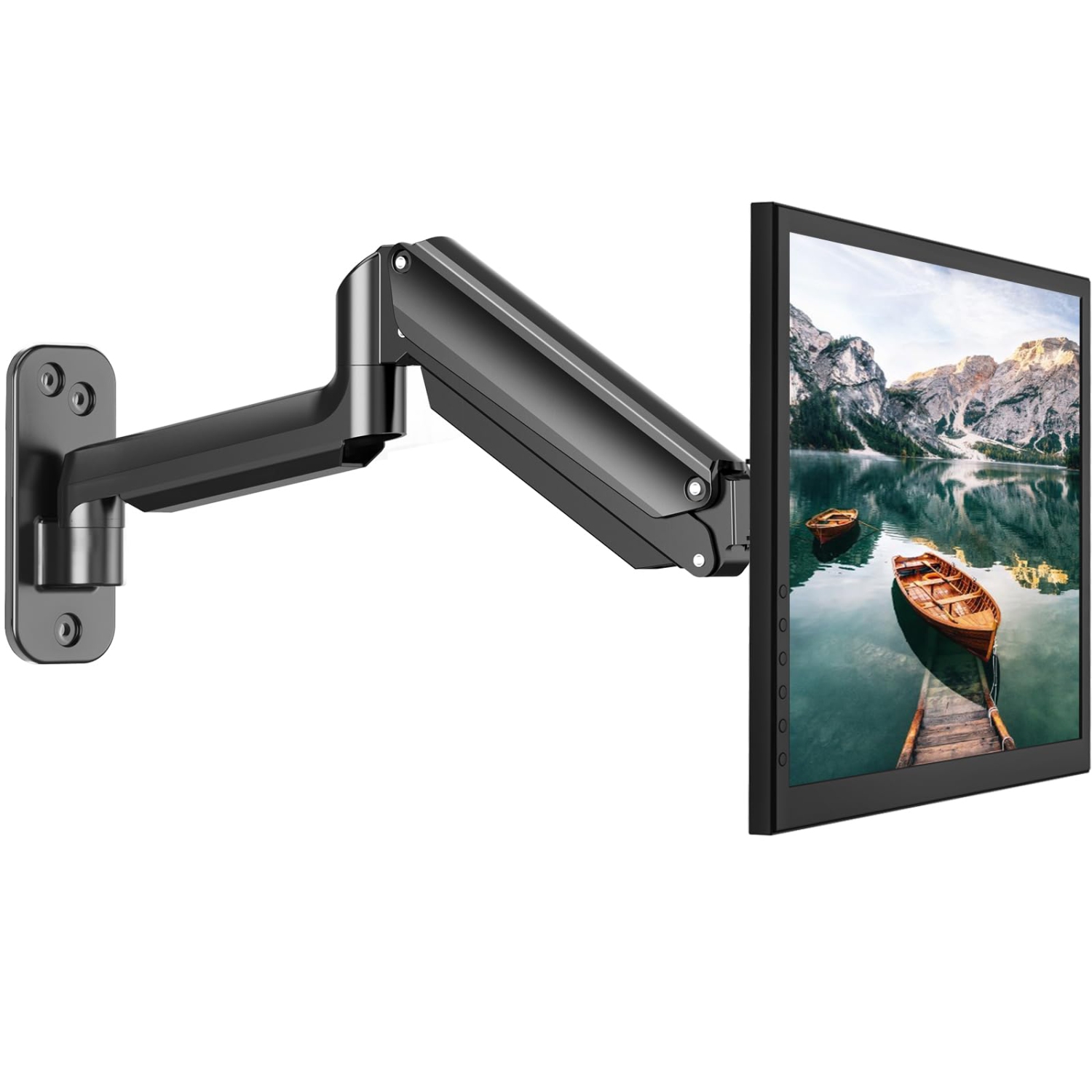 HUANUO Single Monitor Wall Mount for 13 to 32 Inch Computer Screen, Monitor Wall Mount Arm Holds up to 17.6lbs