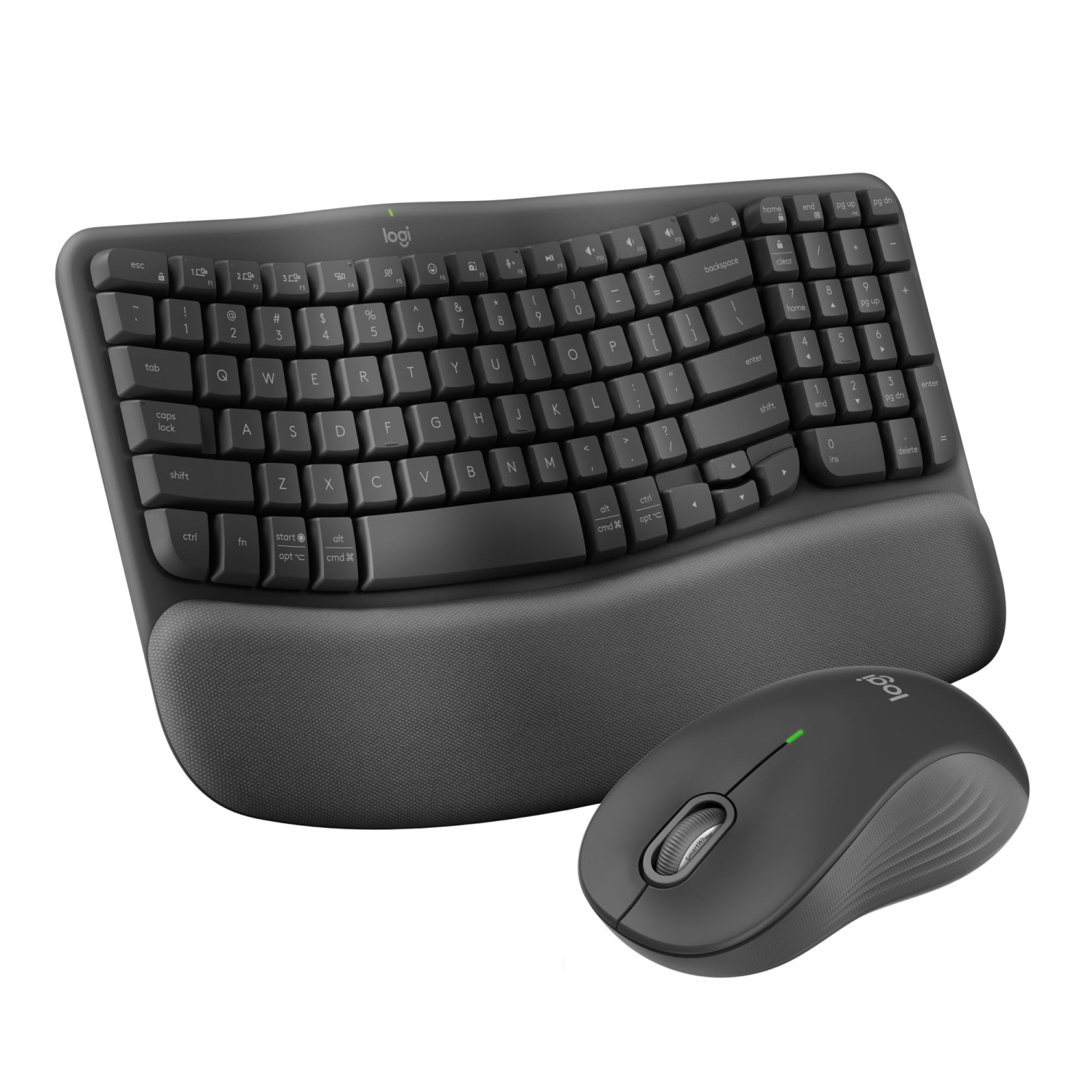 Logitech Wave Keys MK670 Combo, Wireless Ergonomic Keyboard with Signature M550 L Wireless Mouse - Graphite