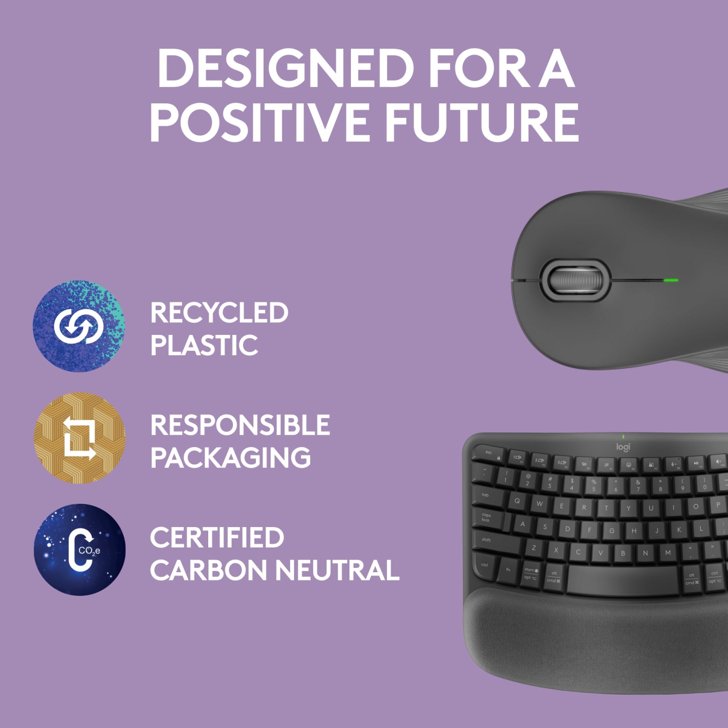 Logitech Wave Keys MK670 Combo, Wireless Ergonomic Keyboard with Signature M550 L Wireless Mouse - Graphite