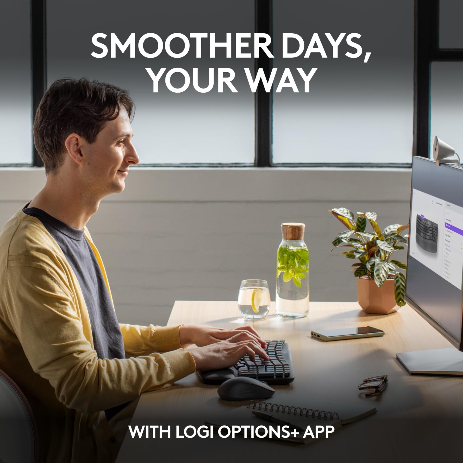 Logitech Wave Keys MK670 Combo, Wireless Ergonomic Keyboard with Signature M550 L Wireless Mouse - Graphite