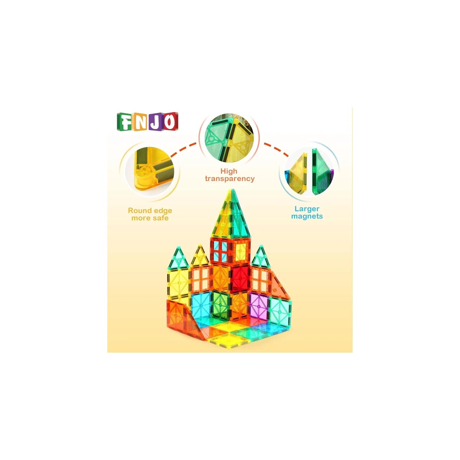 Jeu de construction Magnetic Tiles - 60 jouets Montesori STIM pour enfants, garçons et filles