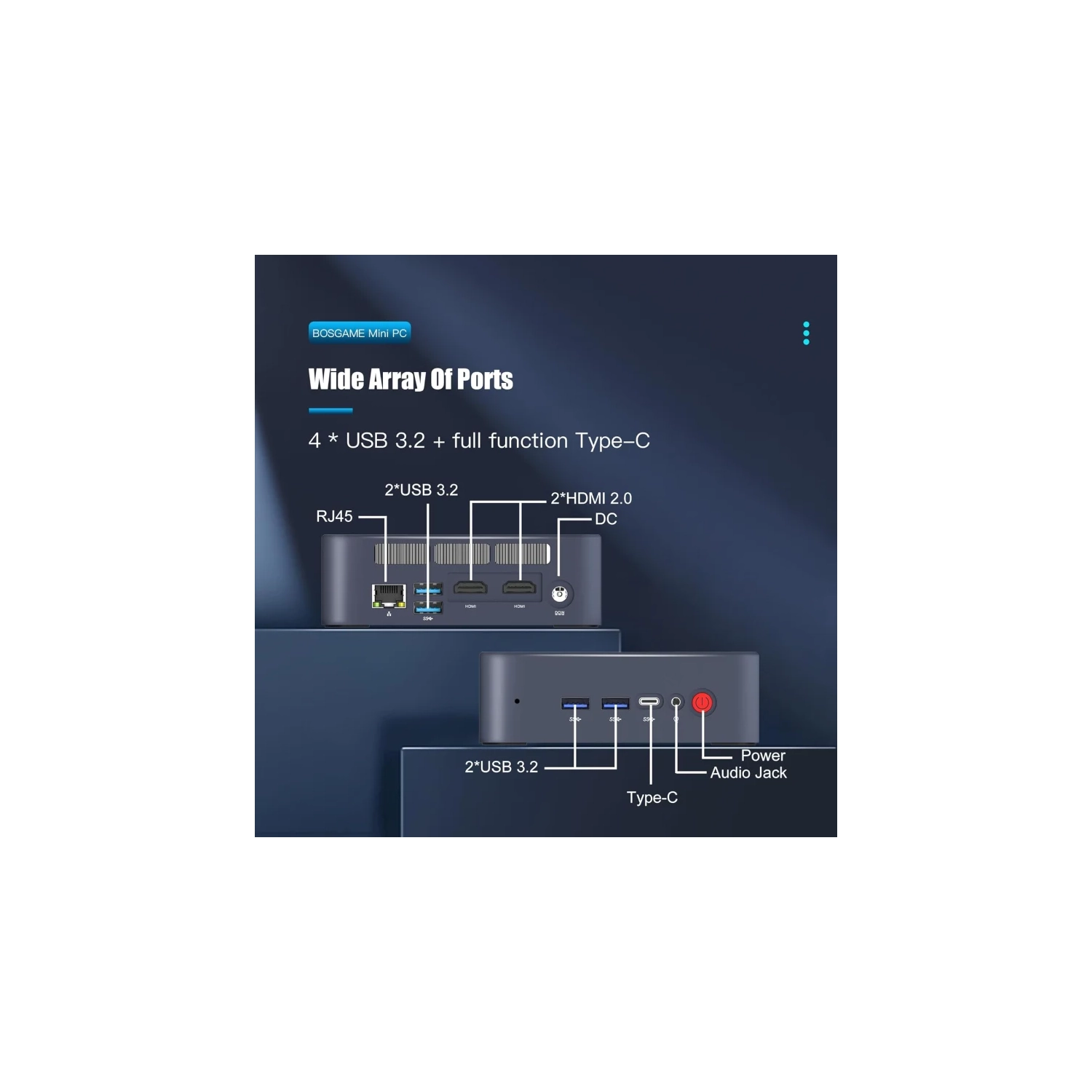 Mini-PC W11 B95, Ryzen 12ᵉ gén N95 d'Intel, 16&nbsp;Go mémoire vive DDR4, 512&nbsp;Go SSD M.2 de NVIDIA, UHD 4K, deux ports HDMI et de type C, Wi-Fi