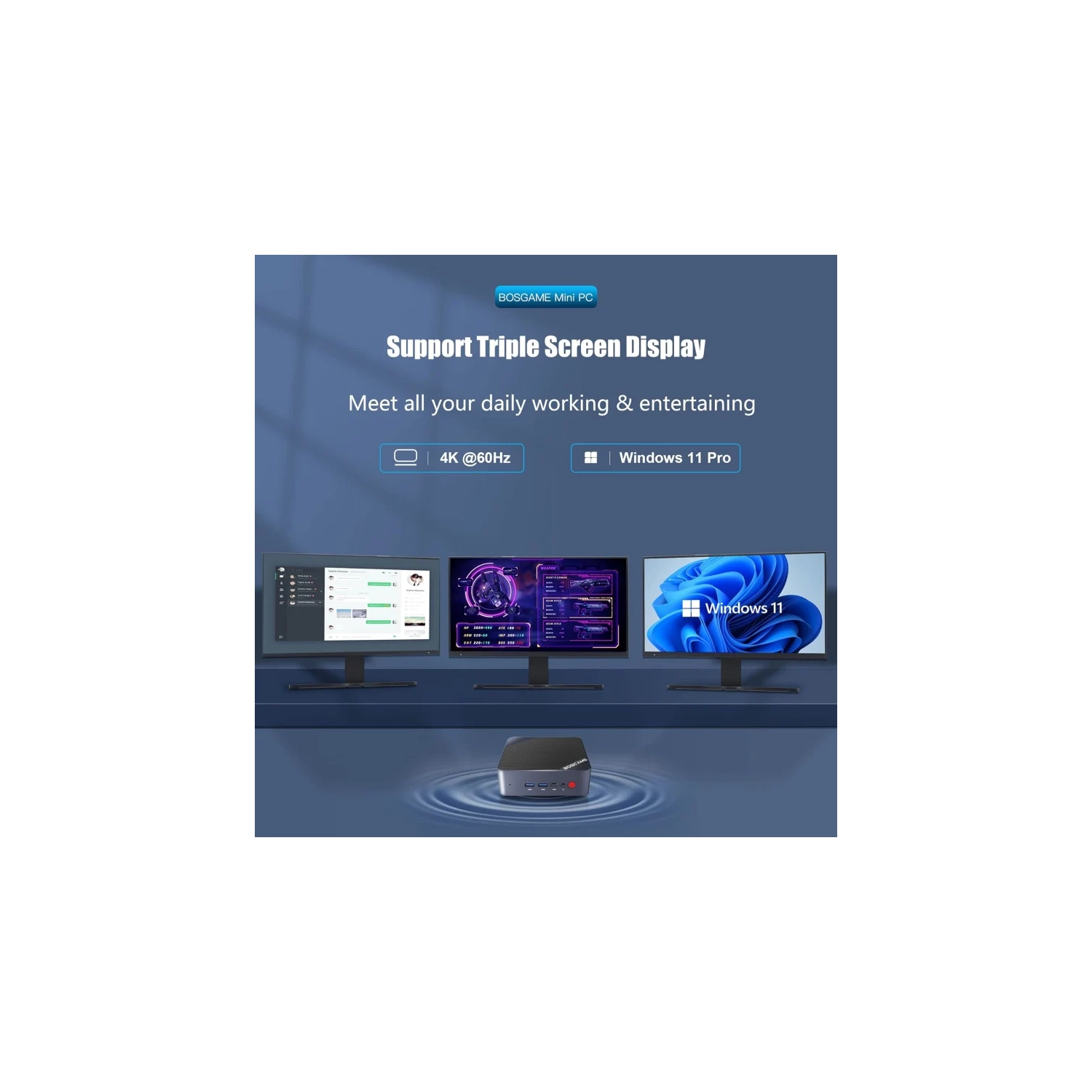 Mini-PC W11 B95, Ryzen 12ᵉ gén N95 d'Intel, 16&nbsp;Go mémoire vive DDR4, 512&nbsp;Go SSD M.2 de NVIDIA, UHD 4K, deux ports HDMI et de type C, Wi-Fi