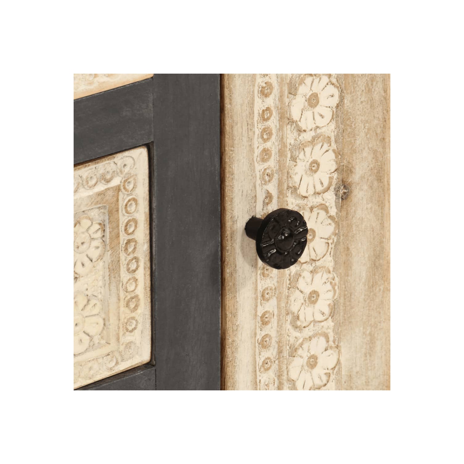 vidaXL Sideboard Grey and White 75x35x55 cm Solid Mango Wood