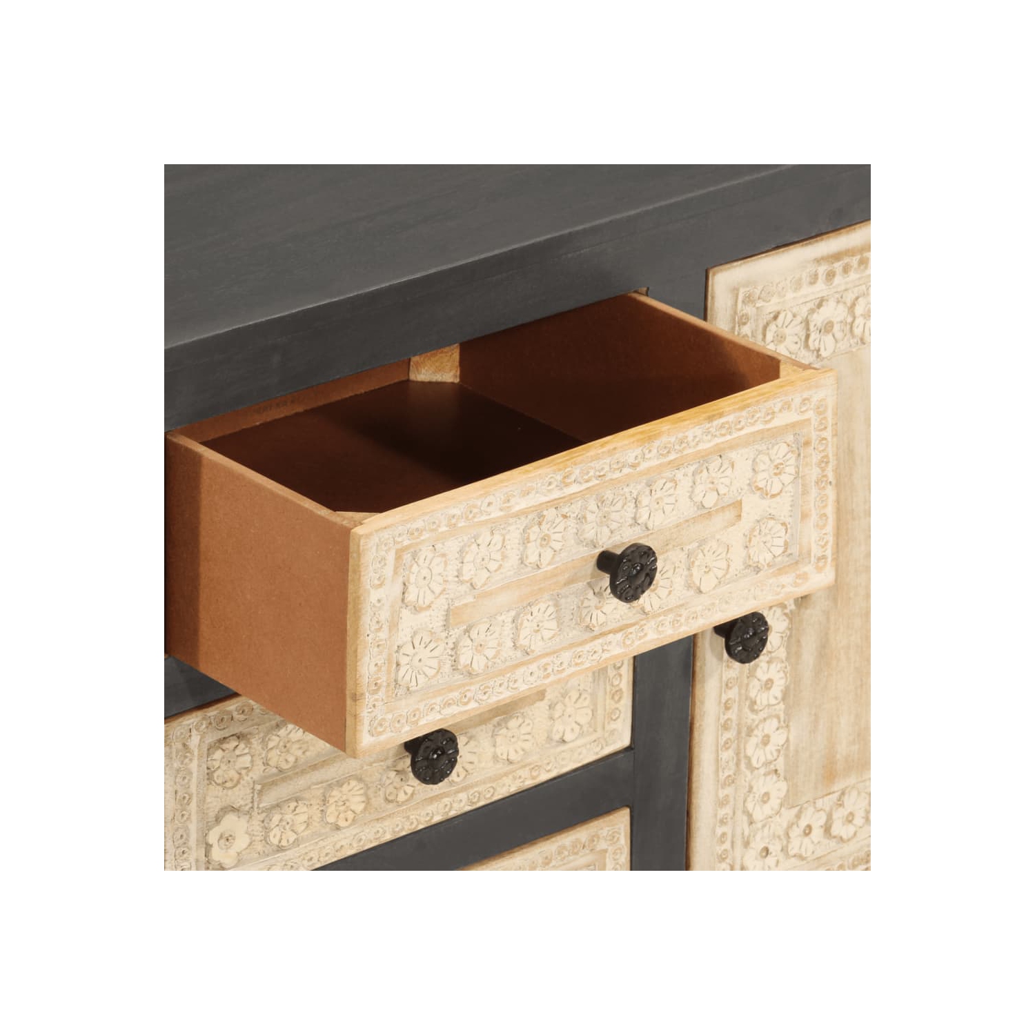 vidaXL Sideboard Grey and White 75x35x55 cm Solid Mango Wood