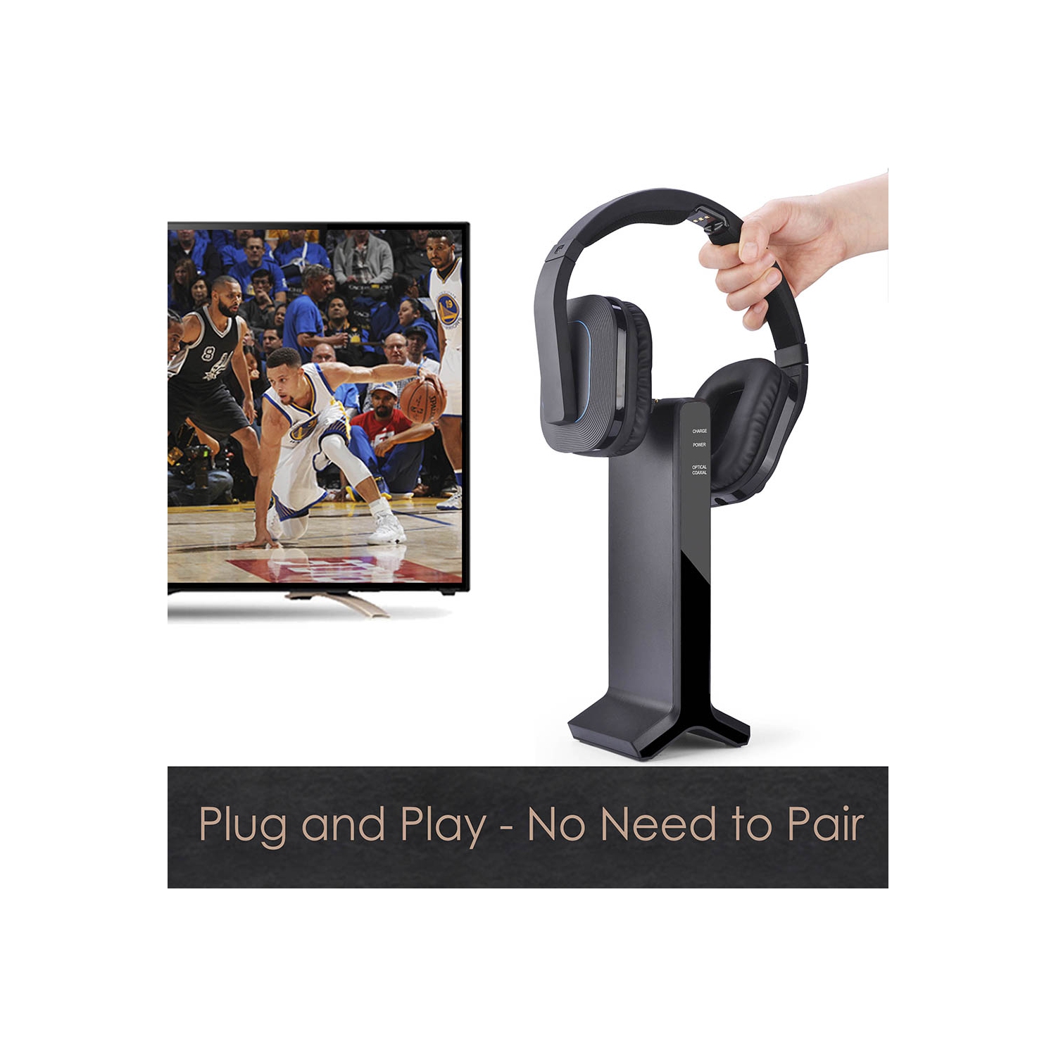 Avantree HT280 Wireless Headphones for TV Watching with 2.4G RF Transmitter Charging Dock, Digital Optical System, High Volume Headset Ideal for