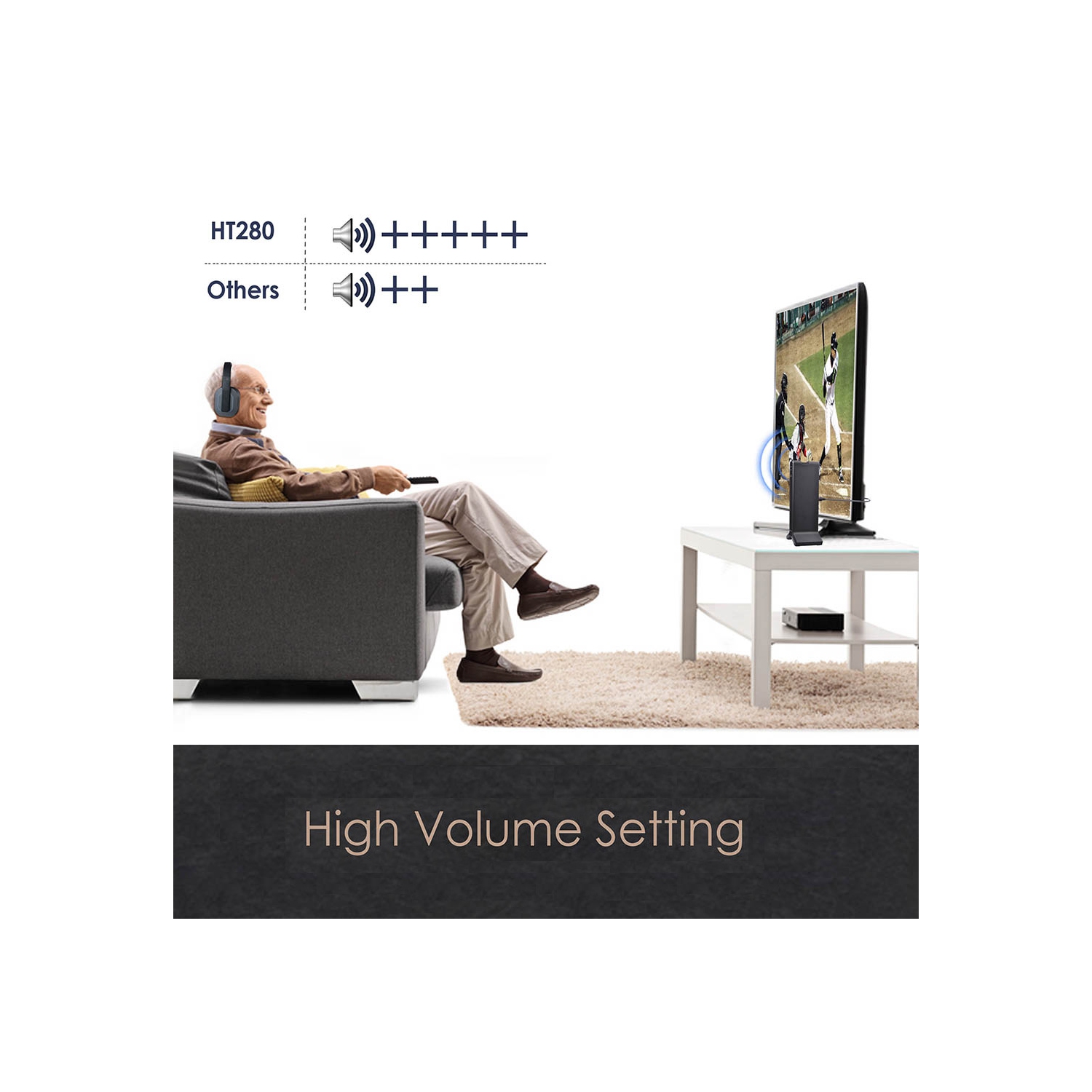 Avantree HT280 Wireless Headphones for TV Watching with 2.4G RF Transmitter Charging Dock, Digital Optical System, High Volume Headset Ideal for