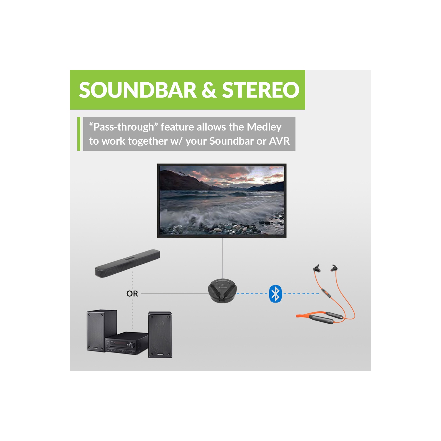 Avantree Medley Clear Series- Wireless Earbuds for TV Listening & Watching with Transmitter & Charging Dock, Clear Dialogue, Enhanced Volume,