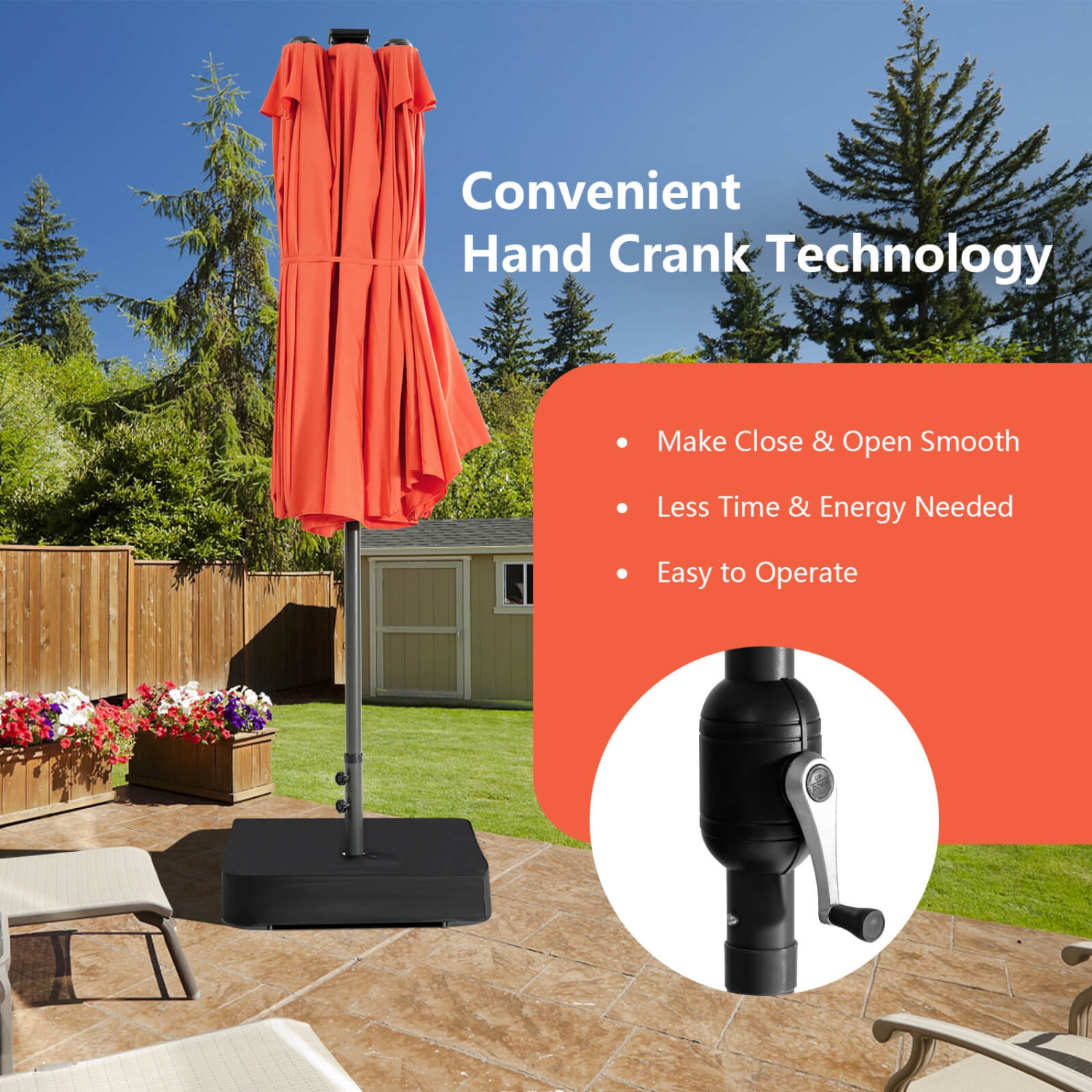 Costway 11 PCS Patio Dining Set with 15ft Double-Sided Patio Umbrella