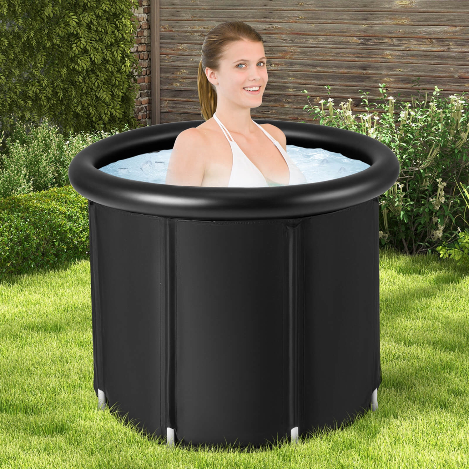 Costway Portable Ice Bath Tub Multiple Layered Foldable Freestanding Bath Tub