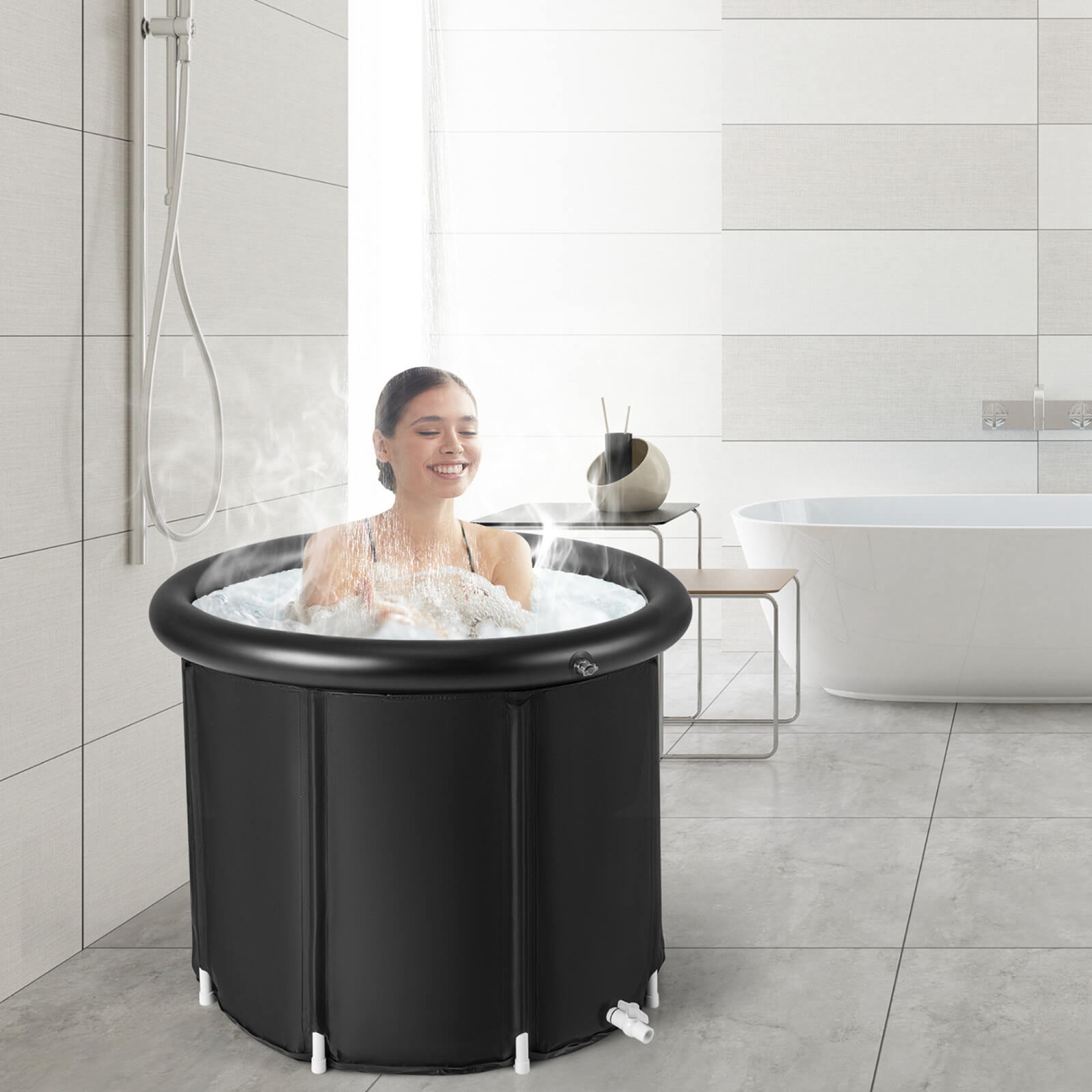 Costway Portable Ice Bath Tub Multiple Layered Foldable Freestanding Bath Tub
