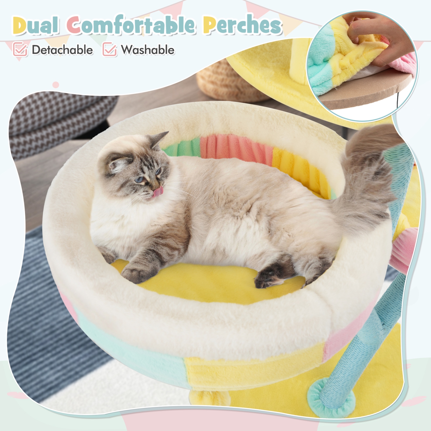 Tour multiniveaux pour chats avec 2 perches amovibles Condo de Costway