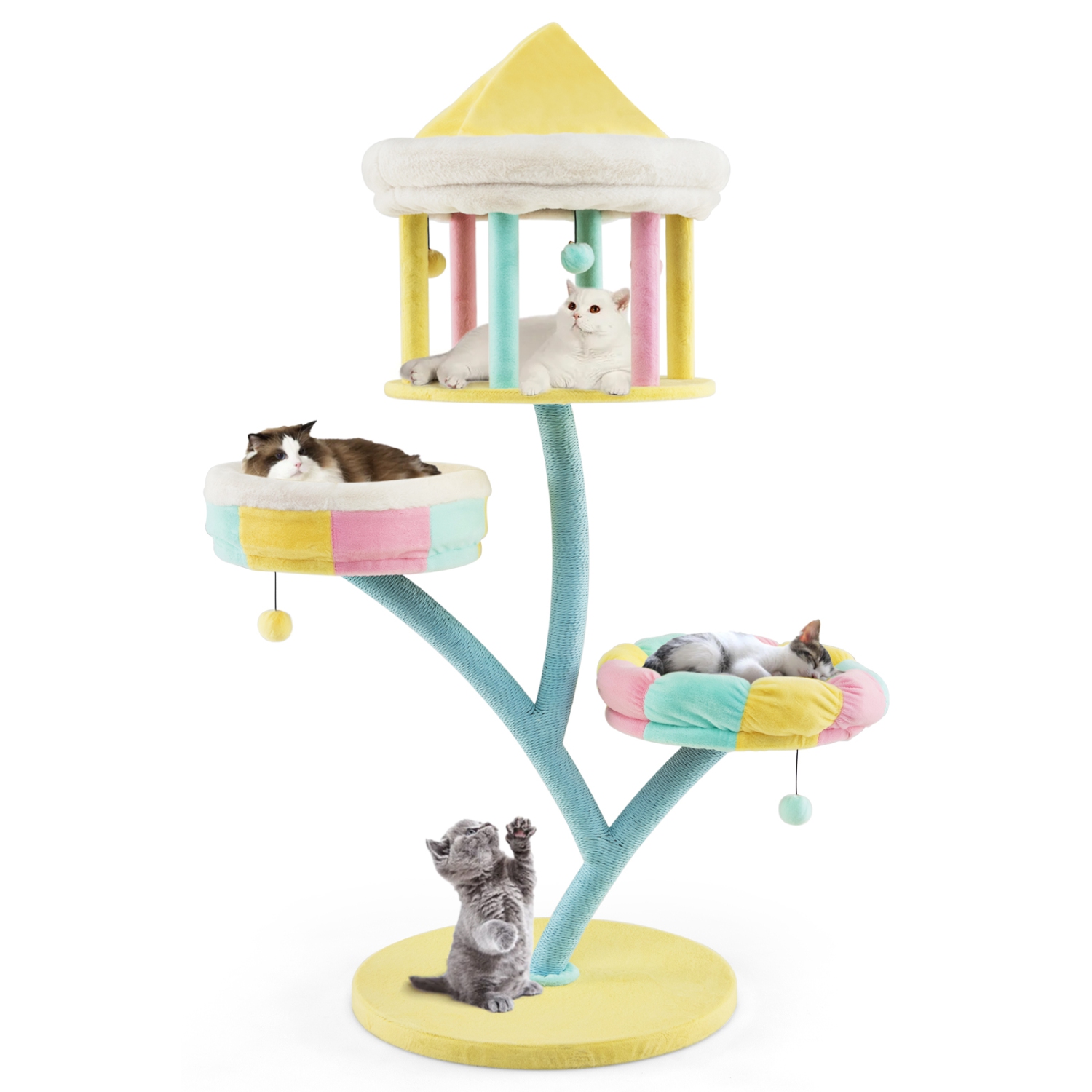 Tour multiniveaux pour chats avec 2 perches amovibles Condo de Costway