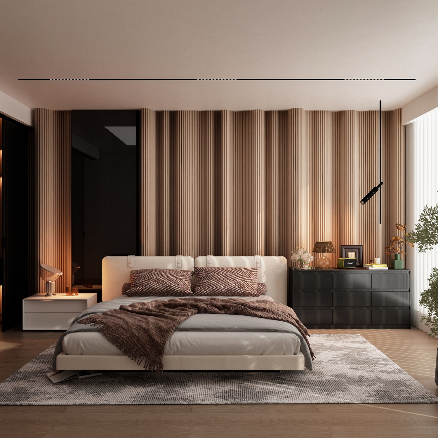 Famapy 9 Drawer Dresser for Bedroom with Deep Drawers, Large Floor Wood Dressers Handle Free, Modern Long Dressers, Black