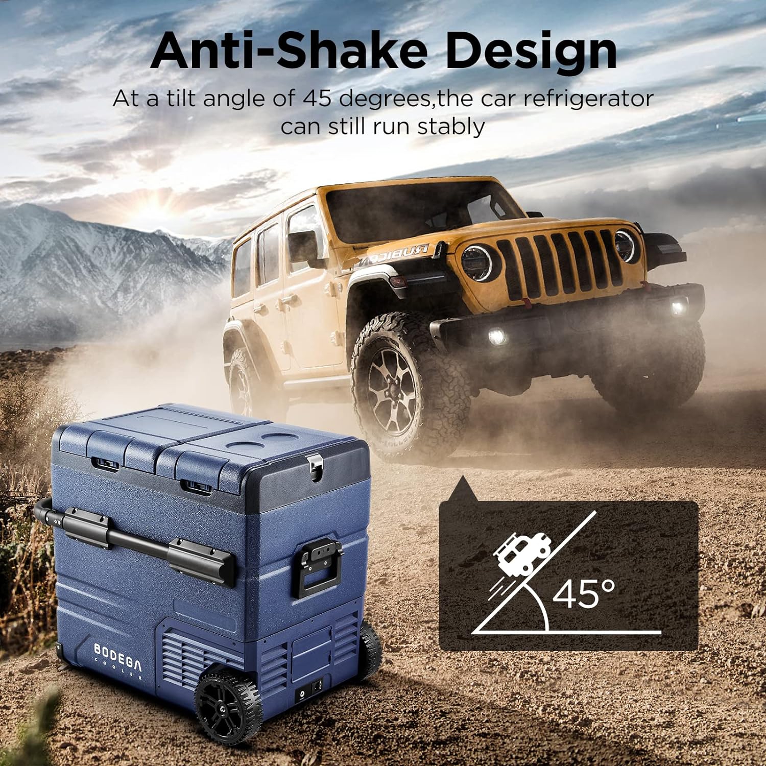 BODEGA 12 Volt Car Refrigerator,59 Quart12v Portable refrigerator, -4℉-68 Cooler for RV, Camping,Travel,Dual Zone WIFI APP Control(2 Doors),Dark Blue