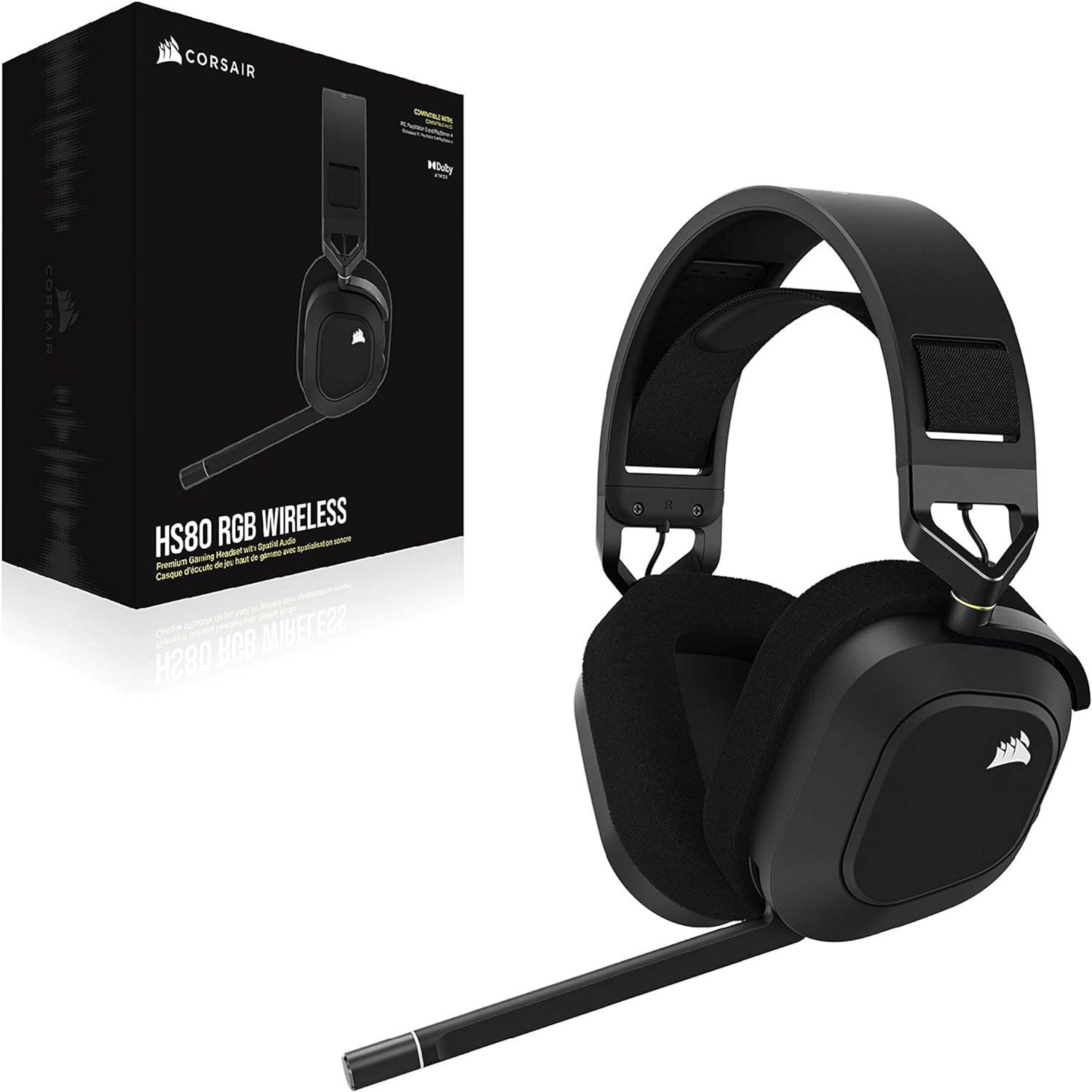 Corsair HS80 RGB Wireless Premium Gaming Headset with Dolby Atmos Audio