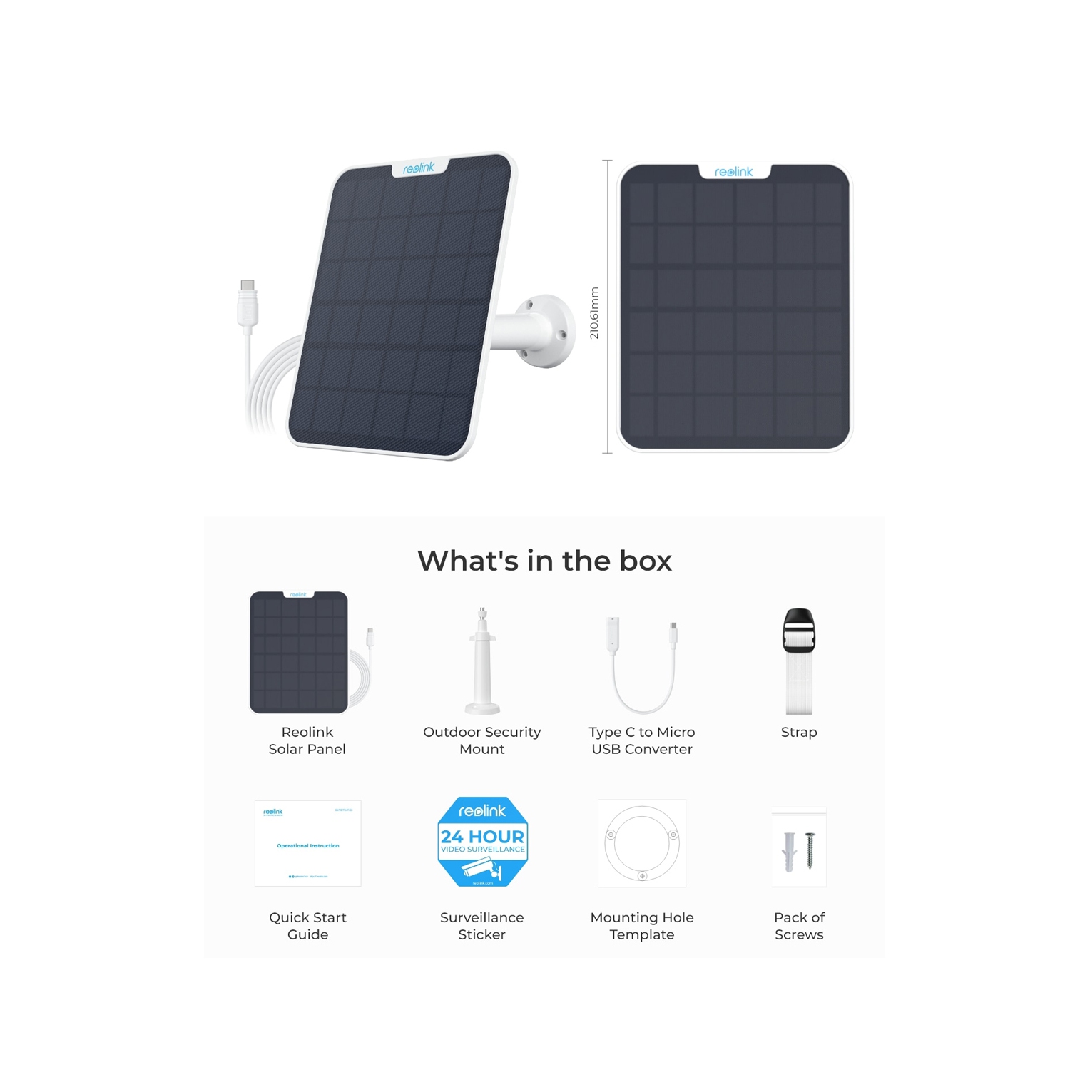 Reolink Solar Panel 6W Power Supply for Reolink Battery Wireless Security Cameras
