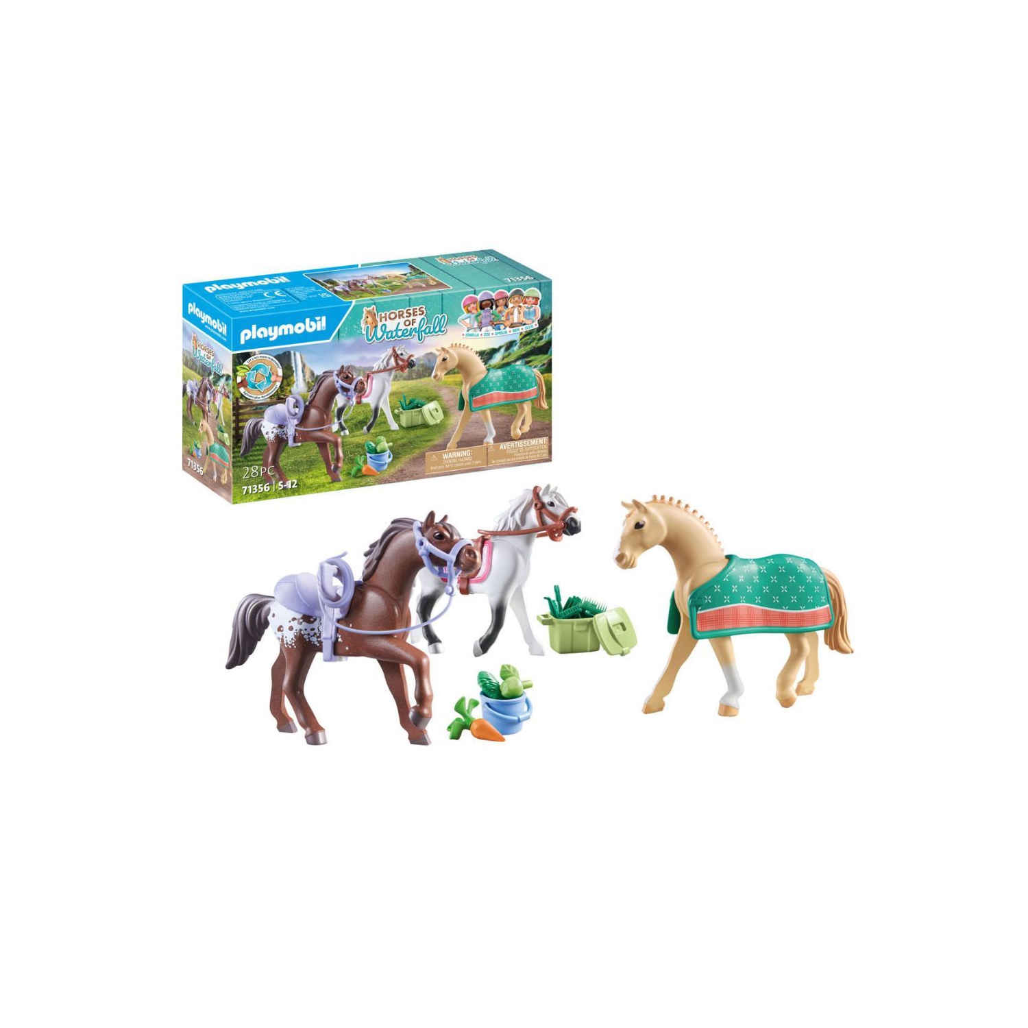 Playmobil Horses of Waterfall - Three Horses w/ Saddles