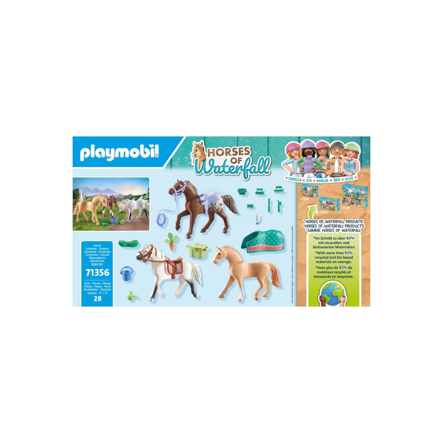 Playmobil Horses of Waterfall - Three Horses w/ Saddles