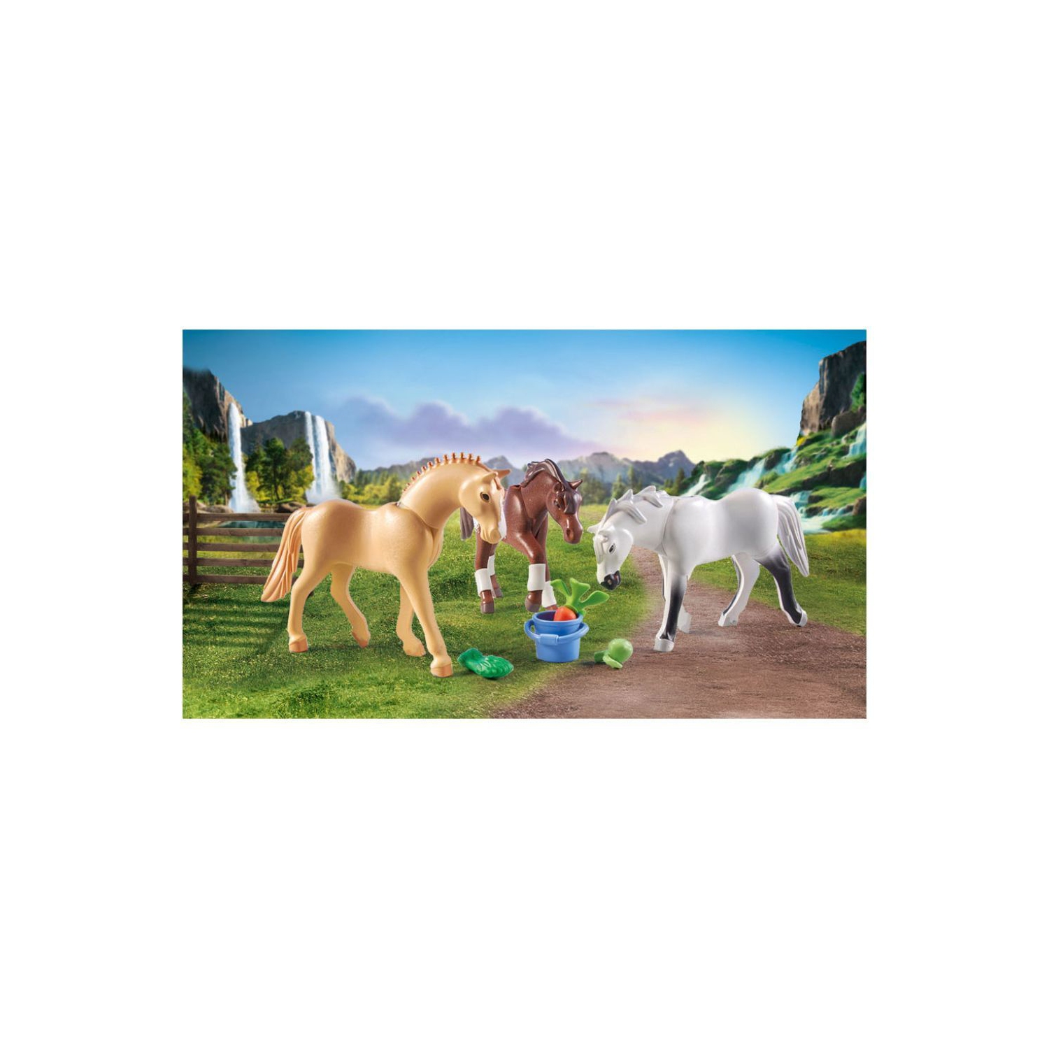 Playmobil Horses of Waterfall - Three Horses w/ Saddles