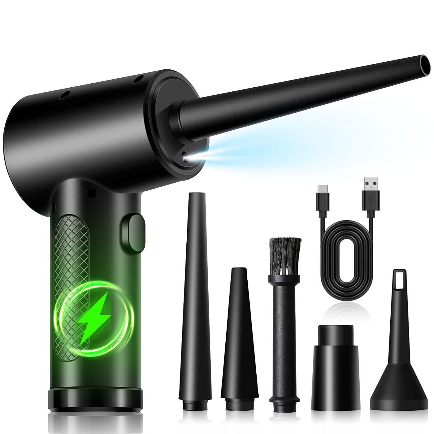 Dépoussiéreur à air comprimé, aspirateur-clavier électrique sans fil 130000&nbsp;tr/min pour le nettoyage, 3 vitesses, rechargeable 7500&nbsp;mAh,