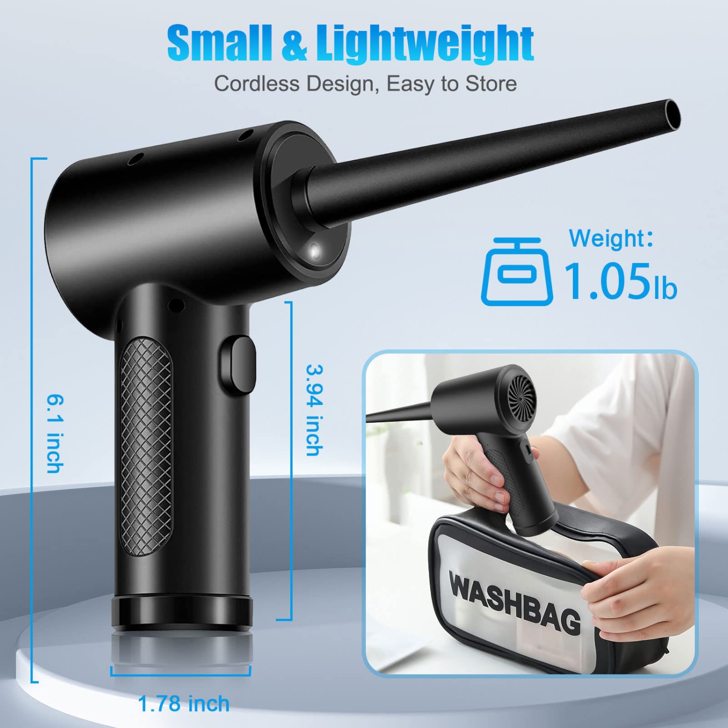 Dépoussiéreur à air comprimé, aspirateur-clavier électrique sans fil 130000&nbsp;tr/min pour le nettoyage, 3 vitesses, rechargeable 7500&nbsp;mAh,