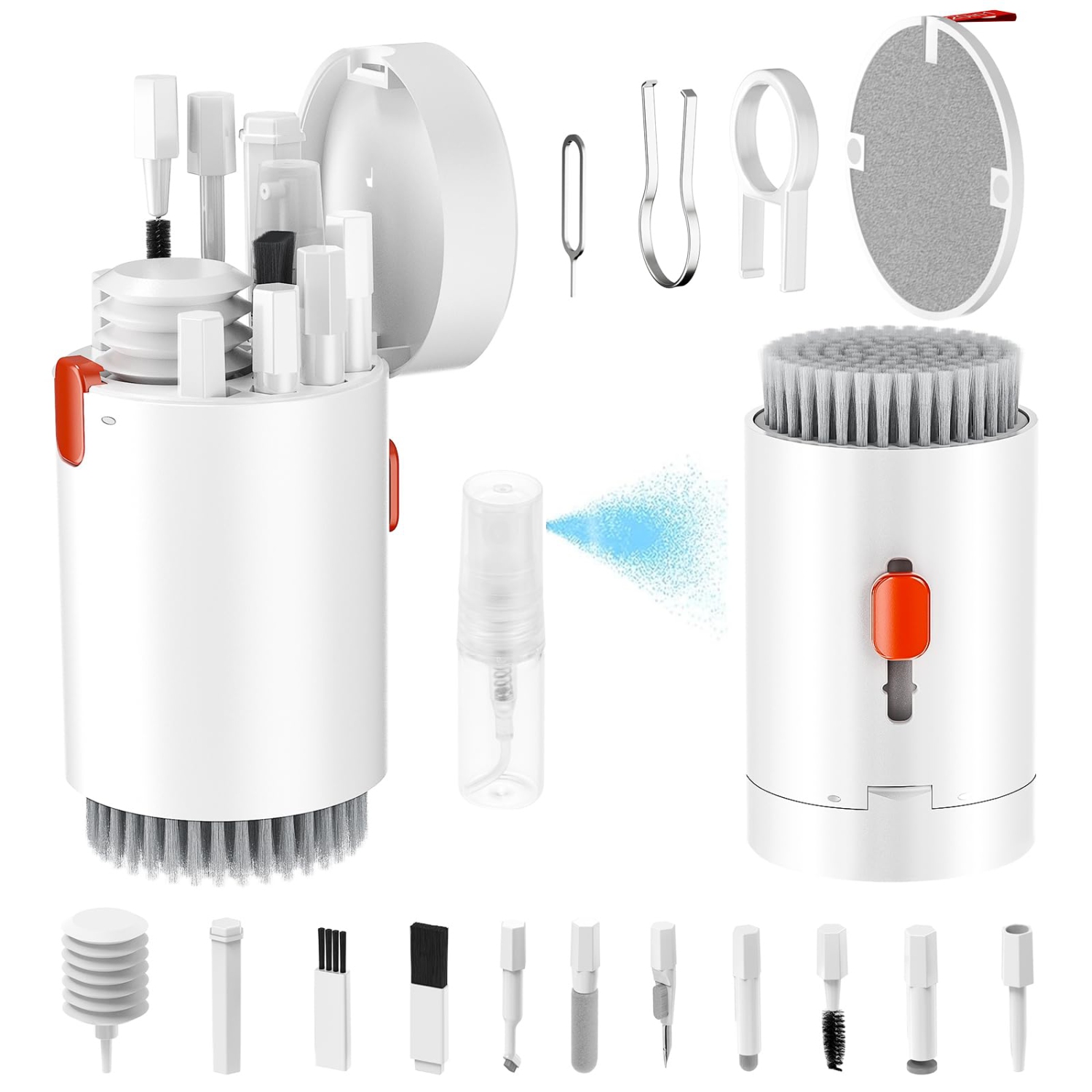 Keyboard Cleaner Kit, Electronics Cleaning Kit with Retractable Big Brush, Portable, 20 in 1 Multi-Tool Kit with 2.5ml Mist Spray