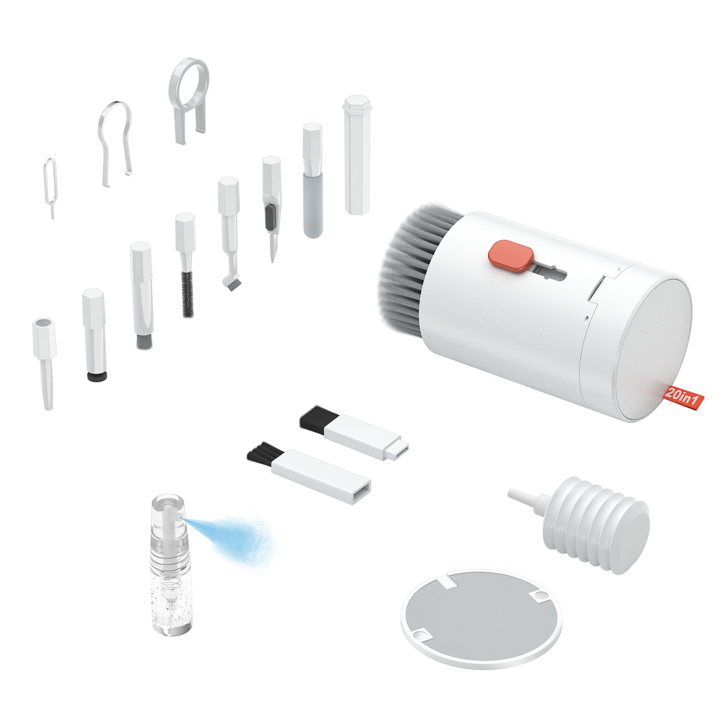 Keyboard Cleaner Kit, Electronics Cleaning Kit with Retractable Big Brush, Portable, 20 in 1 Multi-Tool Kit with 2.5ml Mist Spray