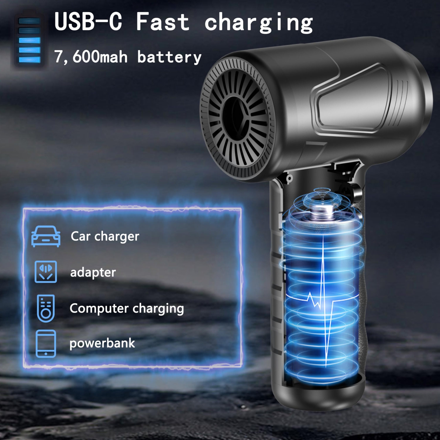 Compressed air Duster, Electric air Duster - Keyboard Cleaner for Office - no Canned air Duster - Reusable - Replacement for Compressed Air Can -