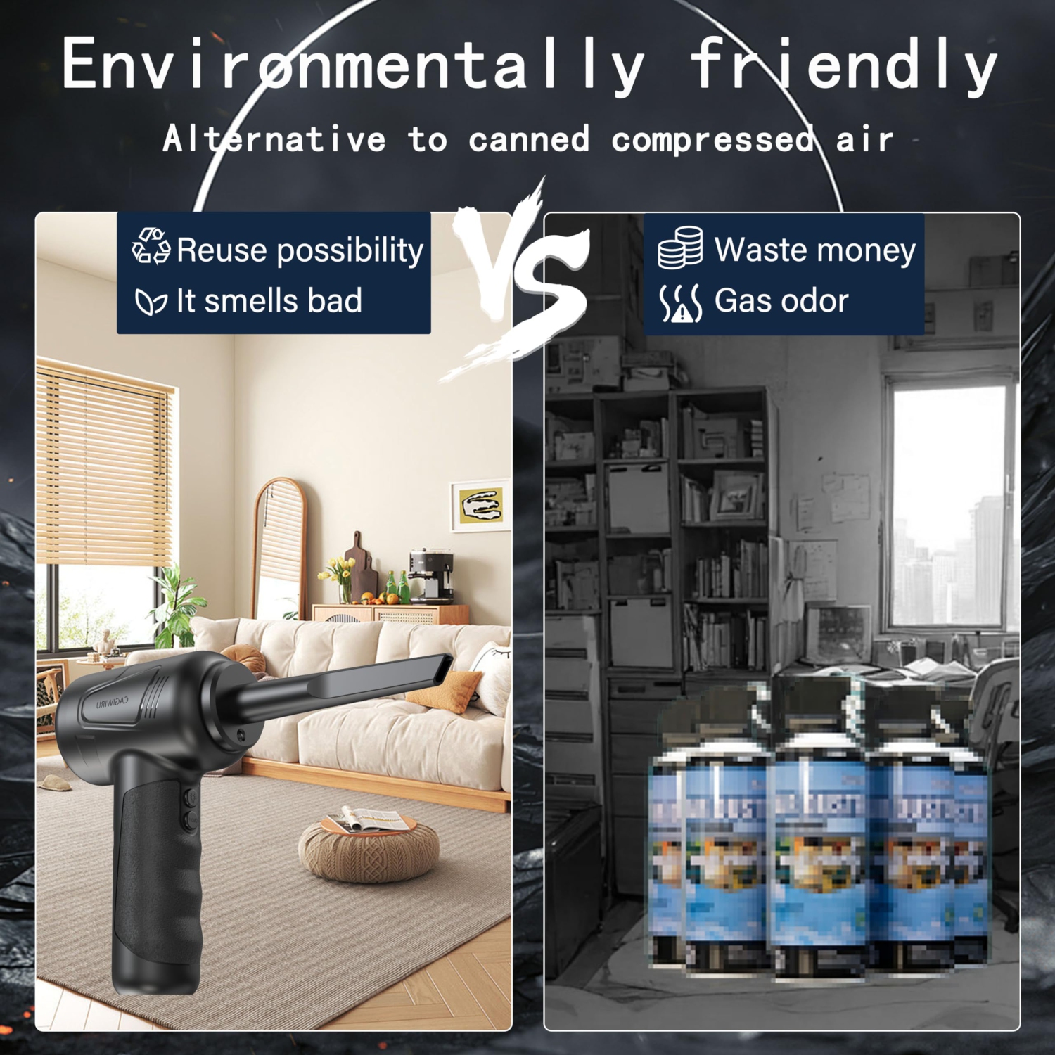 Compressed air Duster, Electric air Duster - Keyboard Cleaner for Office - no Canned air Duster - Reusable - Replacement for Compressed Air Can -