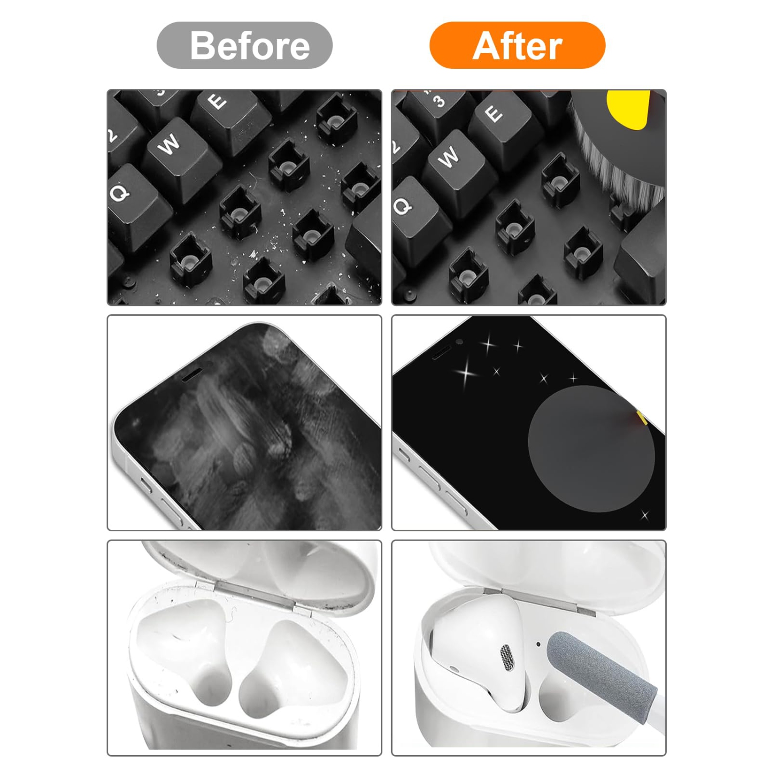 Keyboard Cleaner Kit, Electronics Cleaning Kit with Retractable Big Brush, Portable, 20 in 1 Multi-Tool Kit with 2.5ml Mist Spray