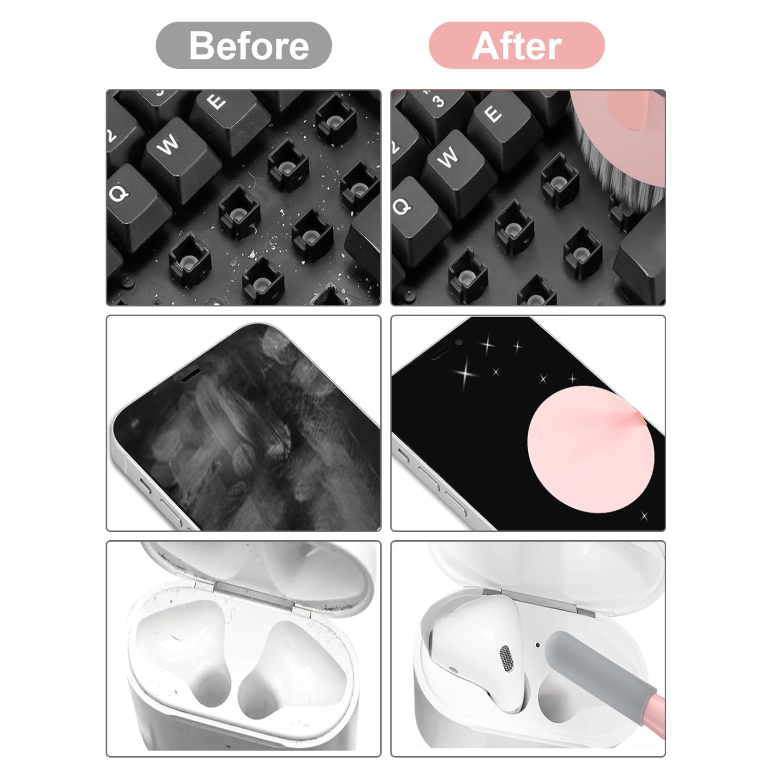 Keyboard Cleaner Kit, Electronics Cleaning Kit with Retractable Big Brush, Portable, 20 in 1 Multi-Tool Kit with 2.5ml Mist Spray