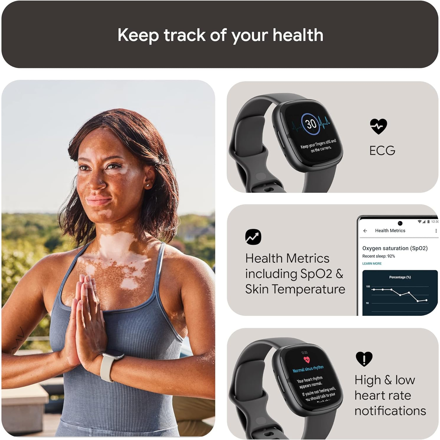 Fitbit Sense 2 Advanced Health and Fitness Smartwatch- Shadow Grey/Graphite