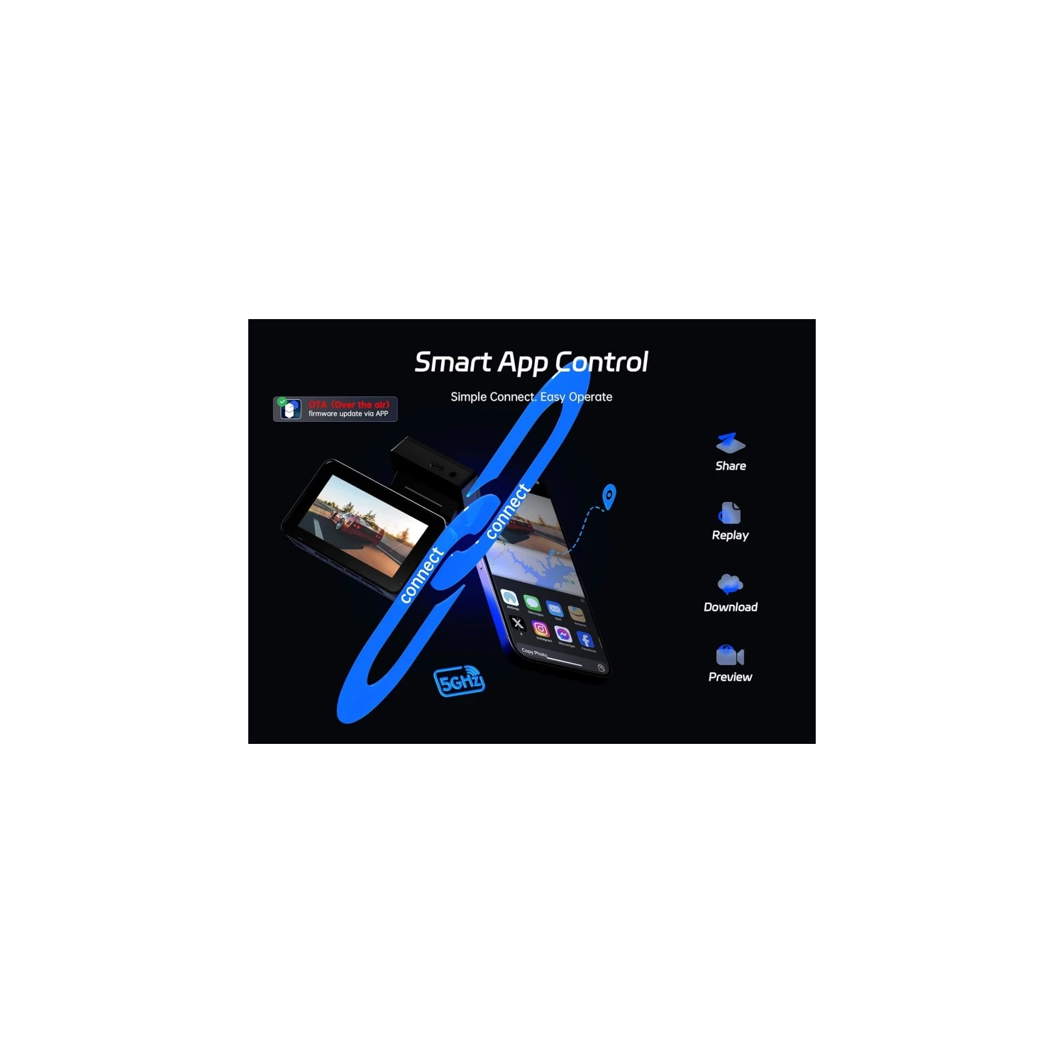 4K Dash Cam Front and Rear, Free 64GB SD Card, Pelsee 4K+1080P Dual Dash Camera for Cars with Wi-Fi, GPS, ADAS, BSD, 3" IPS Display, APP & Voice